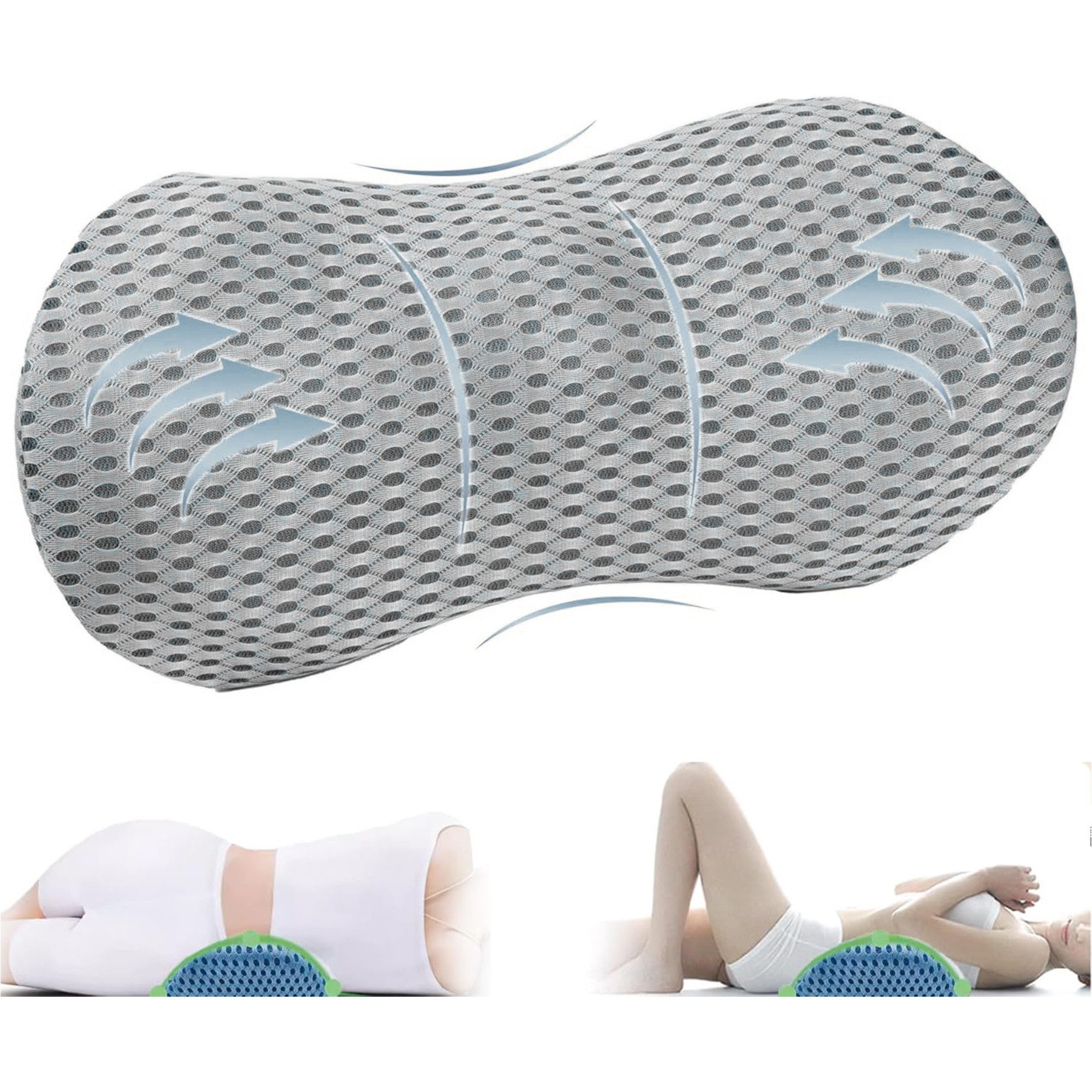 Mutig Rückenkissen Ergonomisches Memory Foam Lendenkissen Rückenkissen, Lendenstützkissen für Auto, Bürostuhl, Bett und Stuhl, Rückenpolster zur Druckentlastung, Kissen für unteren Rücken, Schlafen und Reisen