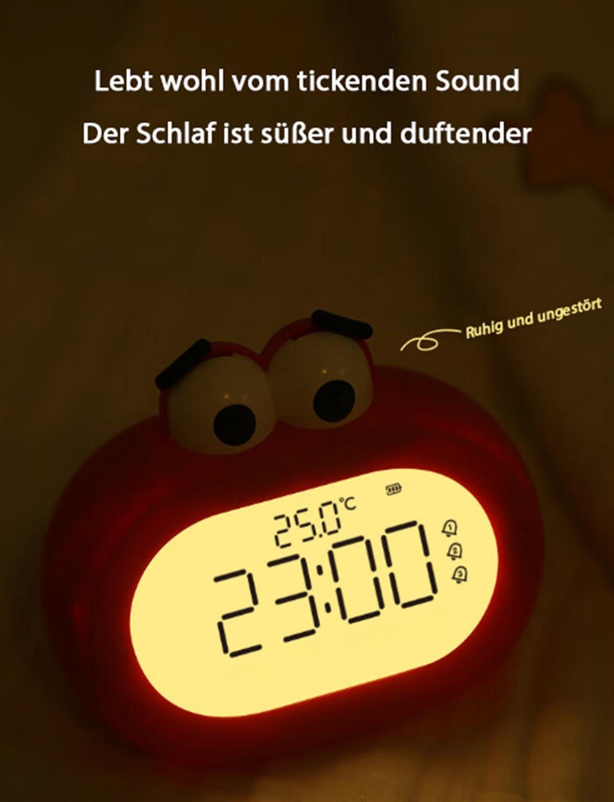carefully Rot selected Kinder-Cartoon-Wecker, mit LED-Nachtlicht-Wecker Wecker Temperaturanzeige