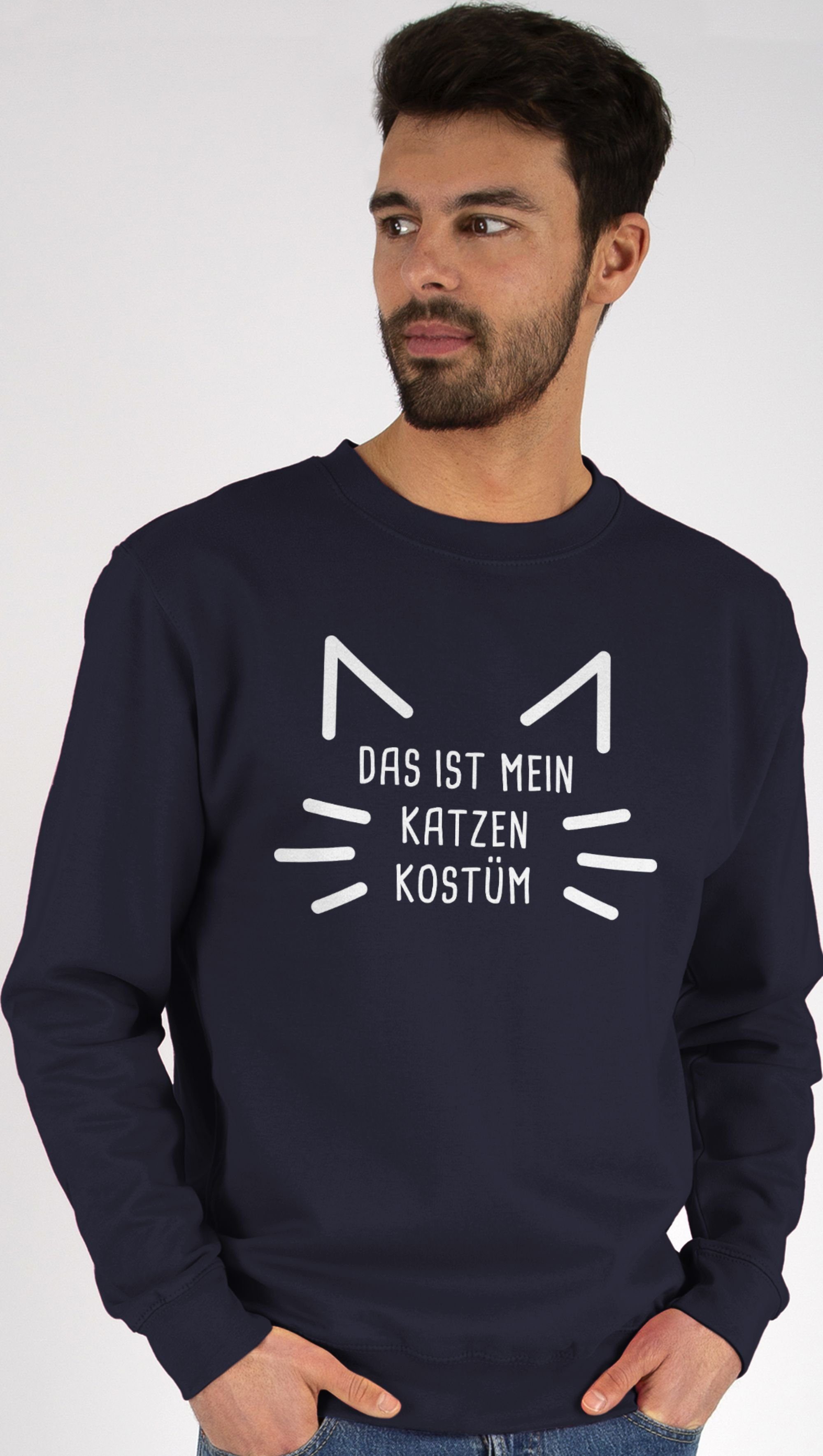 Cats ist Karneval Katzenkostüm Sweatshirt Kostüm Dunkelblau (1-tlg) 3 Shirtracer Cat Das Outfit Katze mein Katzen -