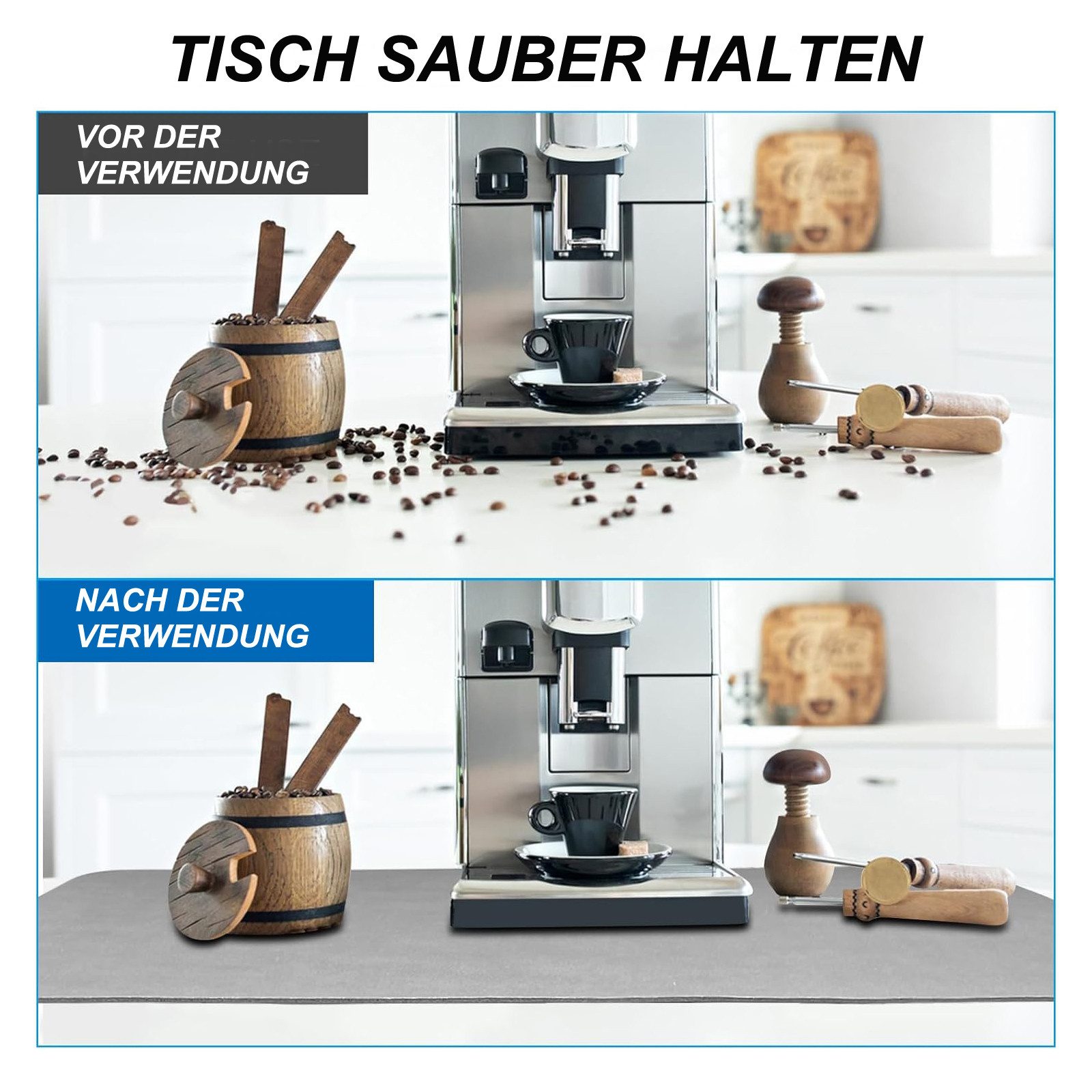 Coonoor Abtropfmatte Superabsorbierende Kaffeemaschinenmatte, Küchen-Absorptionsmatte, rutschfeste Tropfmatte, geeignet für Spüle, Kaffeemaschine, Badezimmer