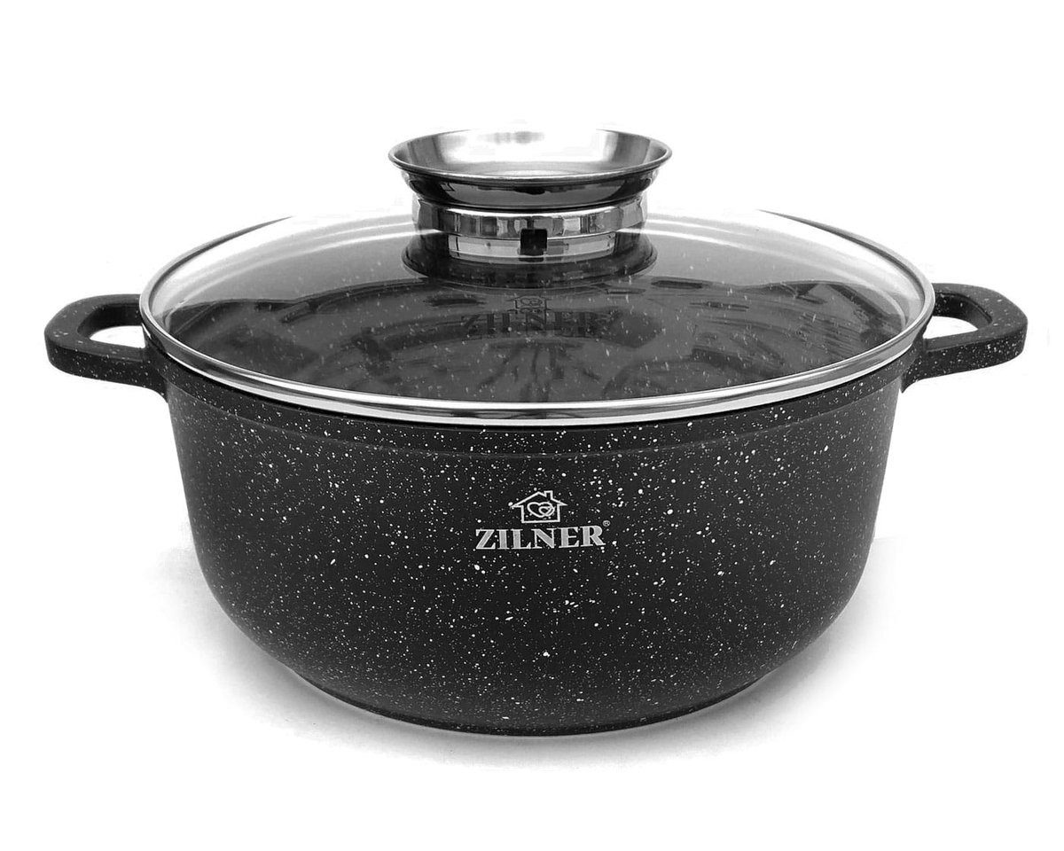 Zilner Topf-Set Set von sechs schönen grauen steinüberzogenen Töpfen, Aluminium, Keramik, Edelstahl, Aluminiumguss (Passt in jede Küche! 1.3L / 2.3L / 2.3L / 3. – Bild 5 von 5