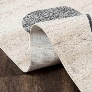 Designteppich Modern Teppich Kurzflor Wohnzimmerteppich Japandi Scandi Beige Grau, Mazovia, 80 x 150 cm, Fußbodenheizung, Allergiker geeignet, Farbecht, Pflegeleicht