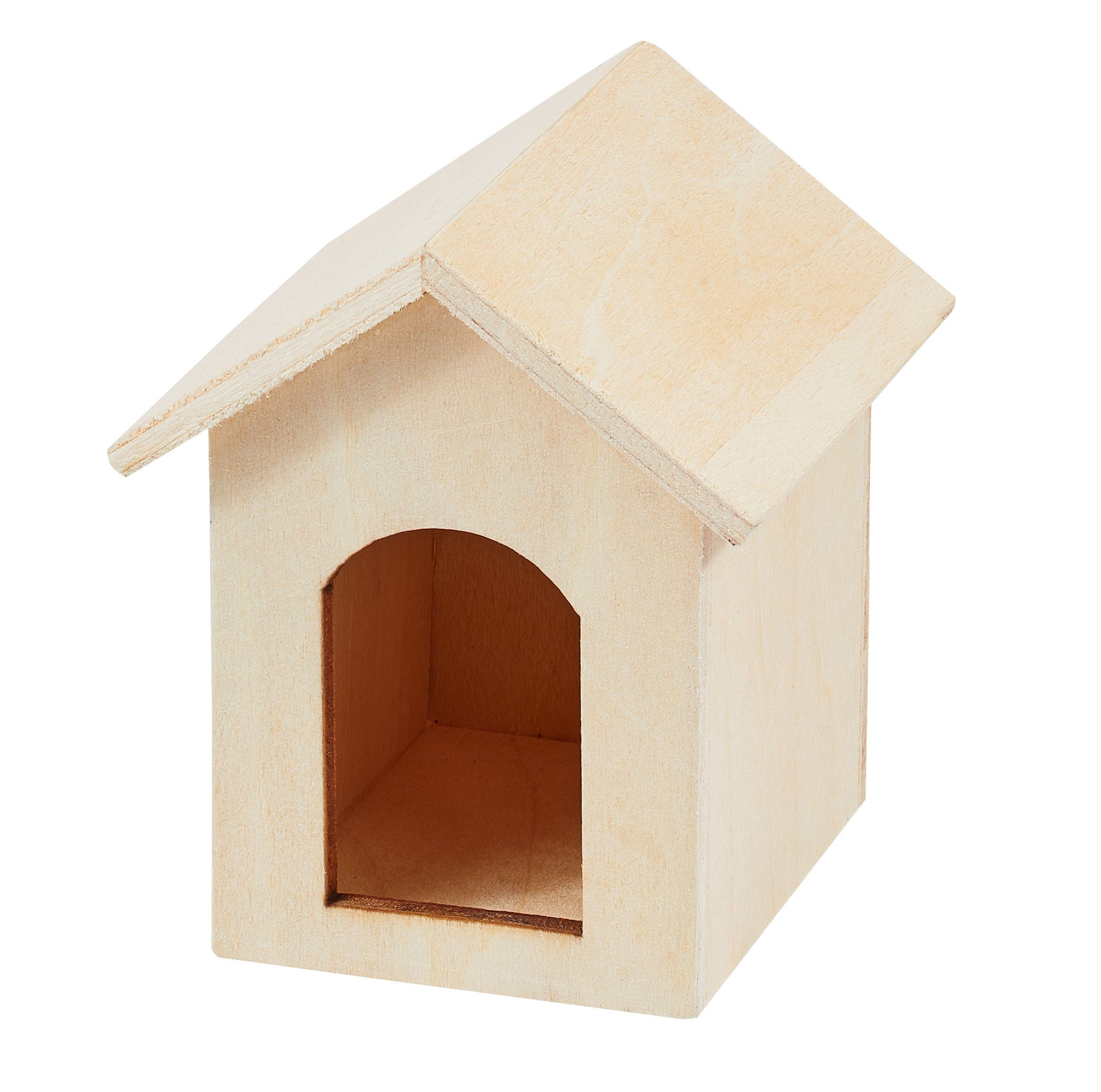 HobbyFun Dekofigur Hundehütte, 5,5 cm x 4,2 cm x 3,8 cm Natur