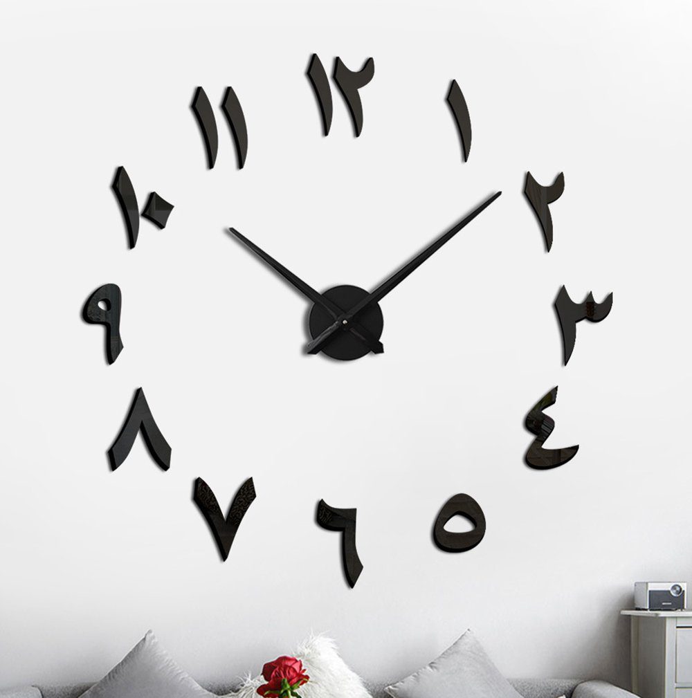 Leway Wanduhr »DIY Wanduhr Modernes Design Acryl Wanduhr Wandaufkleber  Dekorative Uhr 3D Arabische Wanduhr Große Moderne Leise Wohnzimmer Home  Office«