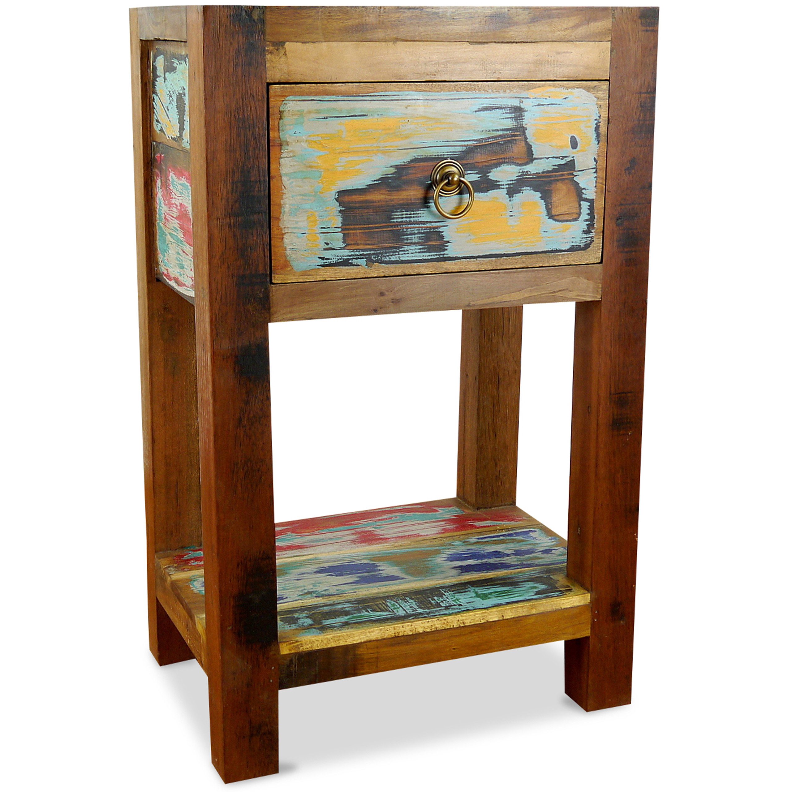 livasia Nachtschrank Nachtschrank aus Java, Teakholz, recyceltes Bootsholz 30x40x65cm