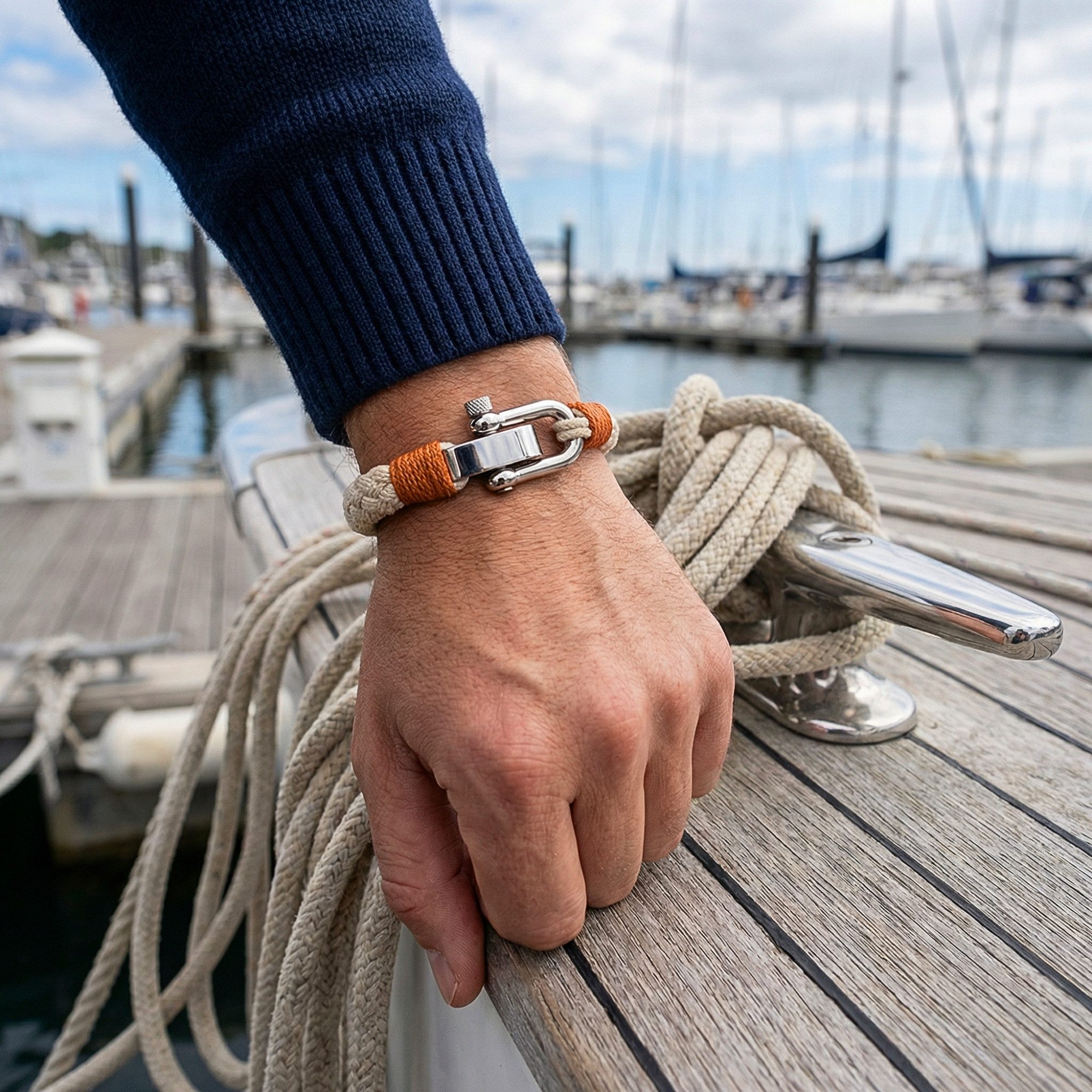 UNIQAL.de Armband Maritimes Segeltau-Armband mit Edelstahl-Schäkel – nautisch, unisex (hochwertiges Segeltau, Edelstahl-Schäkel, zeitloses Design, langlebige Qualität, ideal für Alltag & Freizeit), sorgfältig verarbeitet