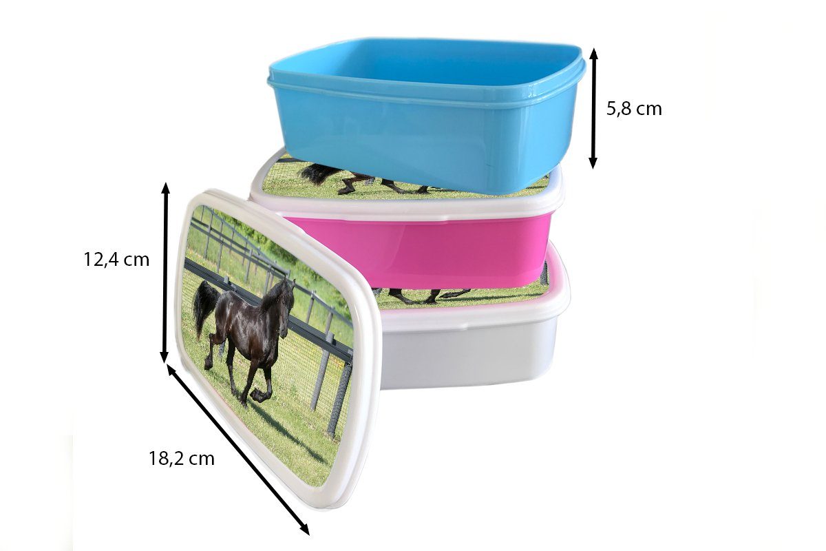 Jungs Kinder Friesisches Lunchbox weiß Brotdose, im Kunststoff, (2-tlg), Pferd Galopp, und und MuchoWow Brotbox Mädchen für für Erwachsene,