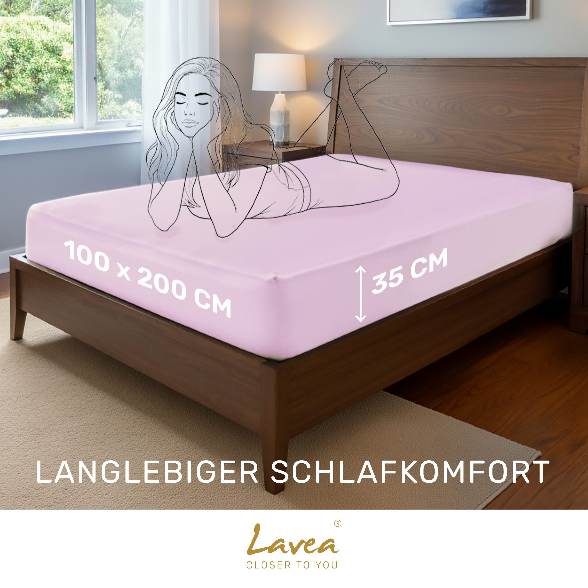 Lavea Spannbettlaken Bettlaken, Spannlaken Mikrofaser, 180x200cm, 200x200cm, (1 Stück), kühlend & atmungsaktiv, schnelltrocknend, weich, pflegeleicht – Bild 2 von 5