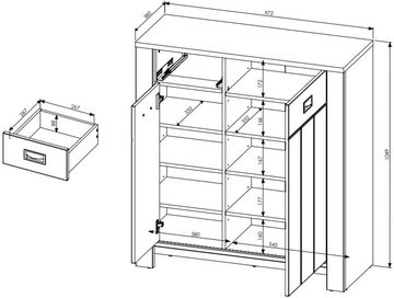 Innostyle Schuhschrank DIJON (1-St) 2 türig, 9 Fächer, 7 Einlegeböden, Softclose, ABS Kantenschutz