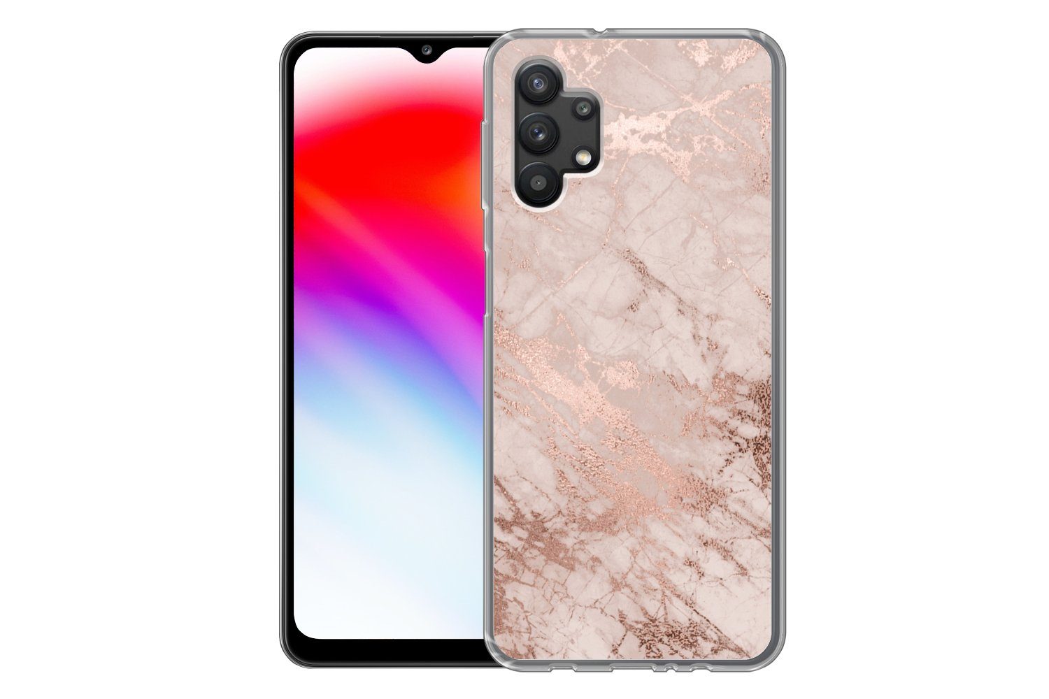 MuchoWow Handyhülle für Samsung Galaxy A32 5G Marmor - Rosa - Luxus - Marmoroptik - Glitze, Smartphone-Bumper, Print, Handy Schutzhülle Dünn