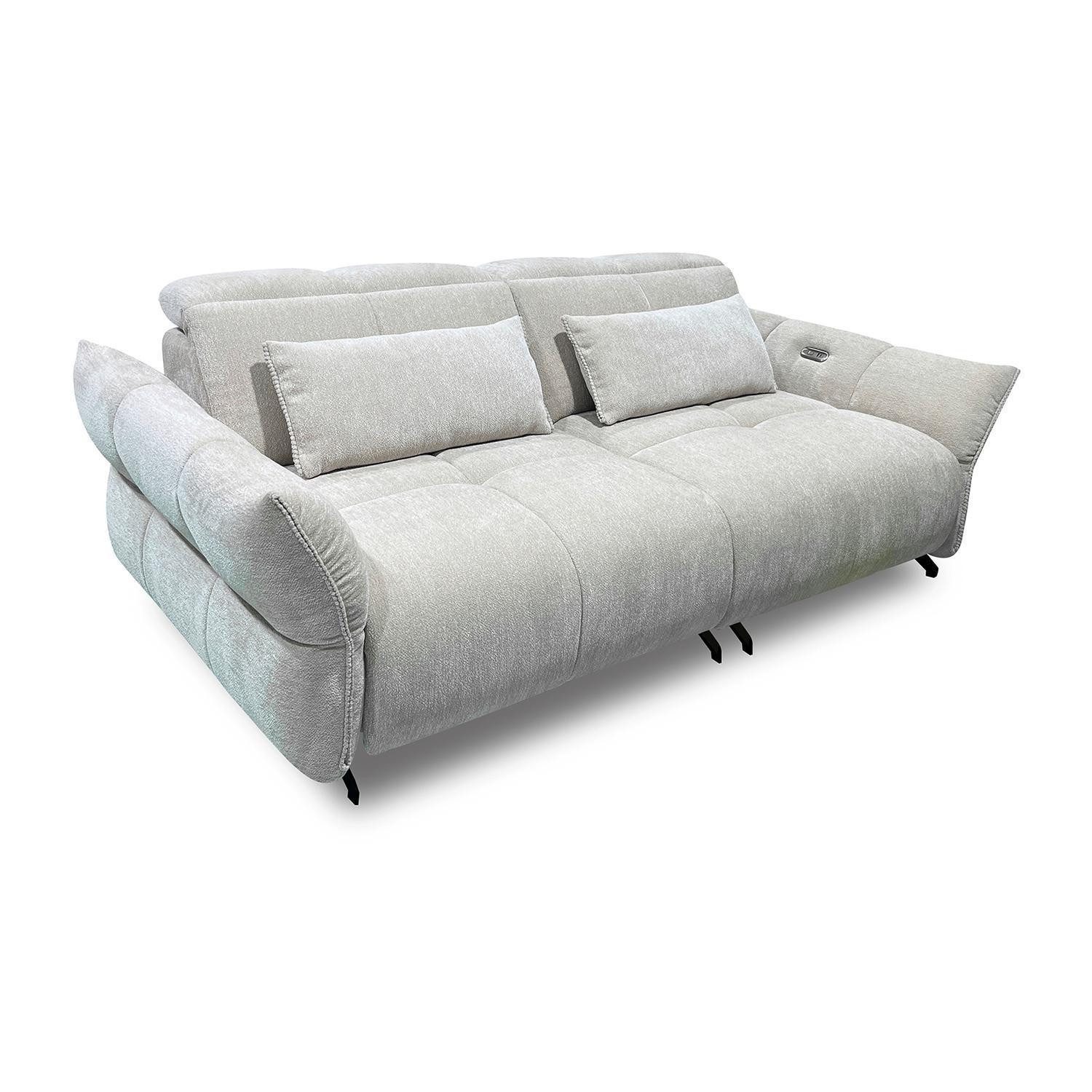 Big-Sofa TREANO, Beige, Webstoff, elektr. Relaxfunktion, Kissen, USB-Anschlüsse, B 200 x H 80 x T 107 cm