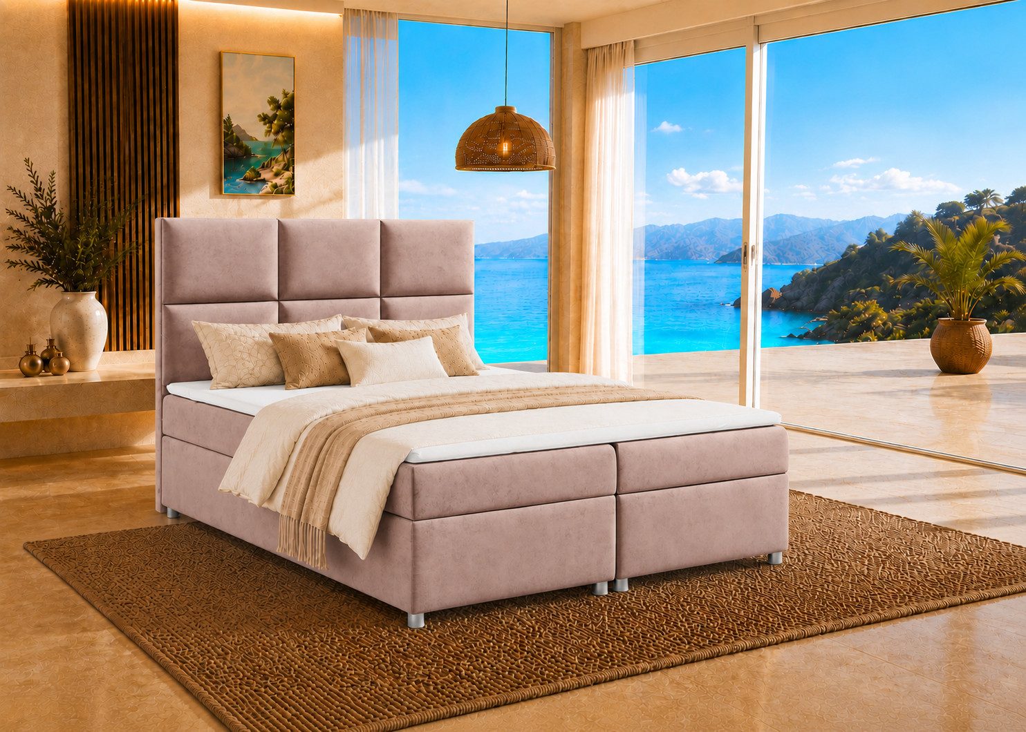 Best for Home Boxspringbett Trinity K-13 mit Stauraum & 5 cm Topper –Komfort (Einzelbett, 3-St., 140x200 160x200 180x200 200x200 cm), Zwei seitlich öffnende Bettkästen, ergonomischer Schlafkomfort