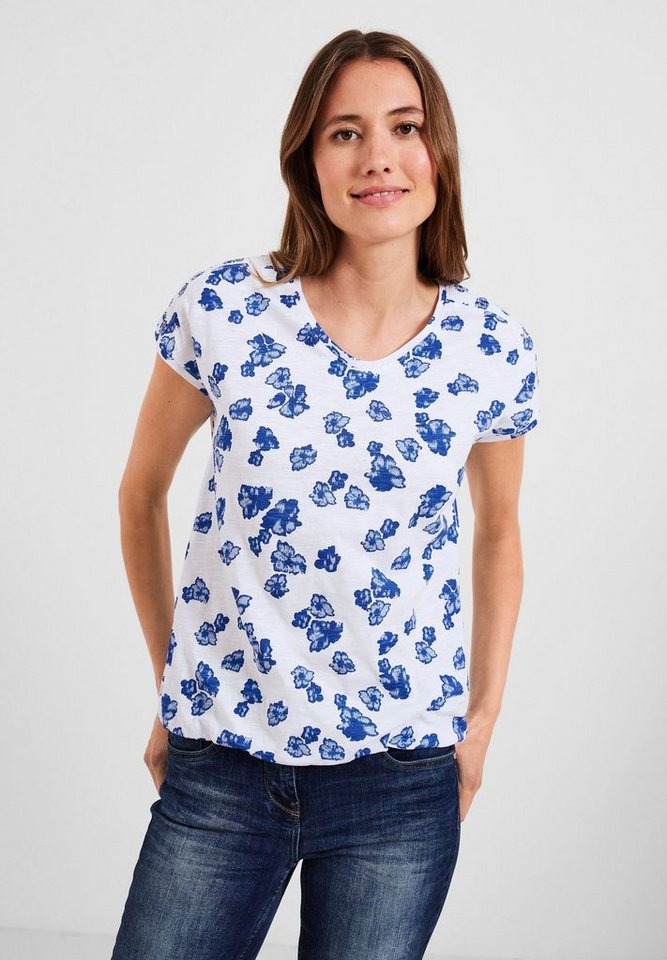 Cecil Print-Shirt aus reiner Baumwolle, Damenshirt mit Smockdetail