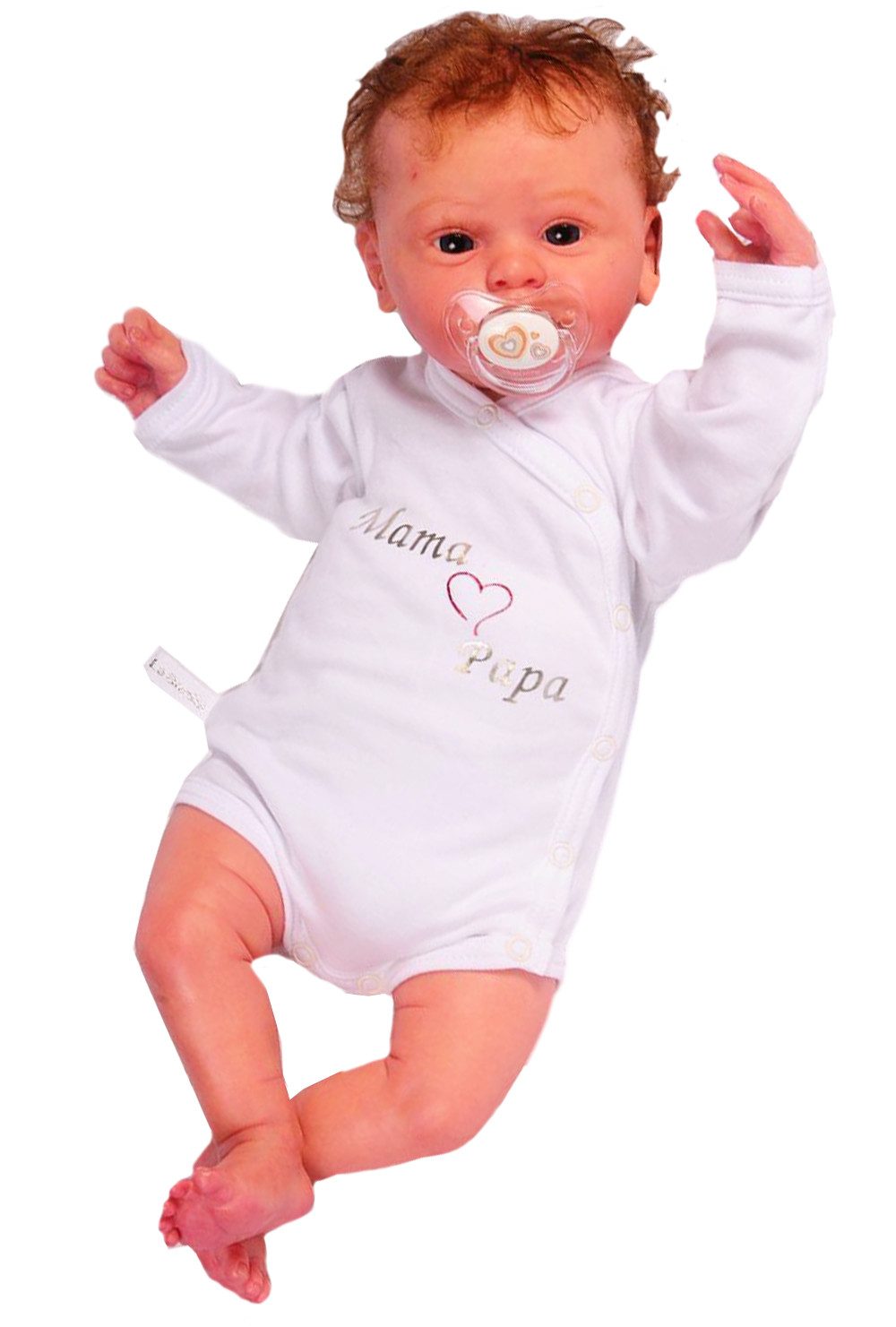La Bortini Wickelbody Baby Body langarm mit Kratzschutz in Weiß Langarmbody aus reiner Baumwolle, 44 50 56 62 68 74 80 86 92 98 104