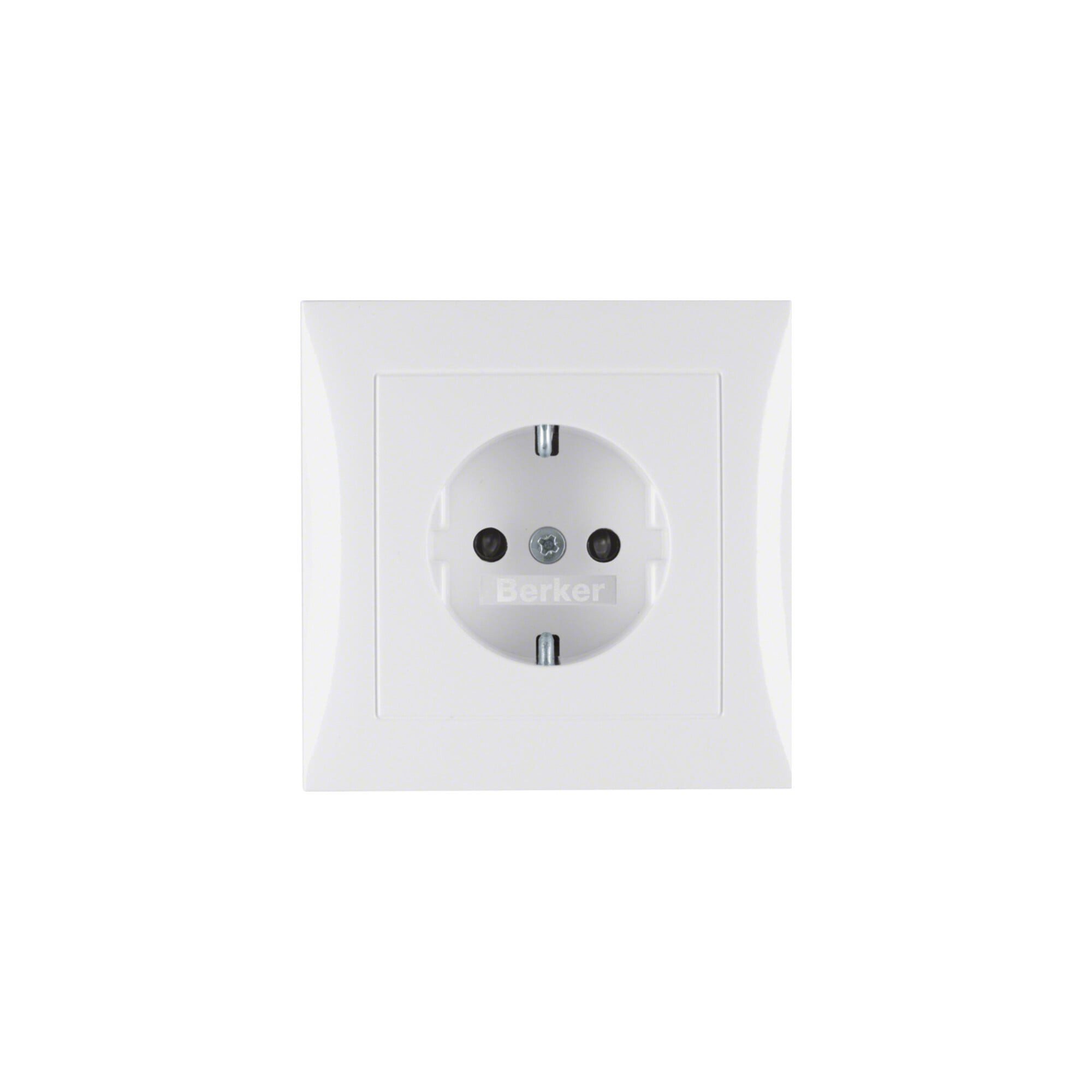Berker Abdeckplatte Berker SCHUKO-Steckdose pws/gl mit Abdeckplatte 47228989