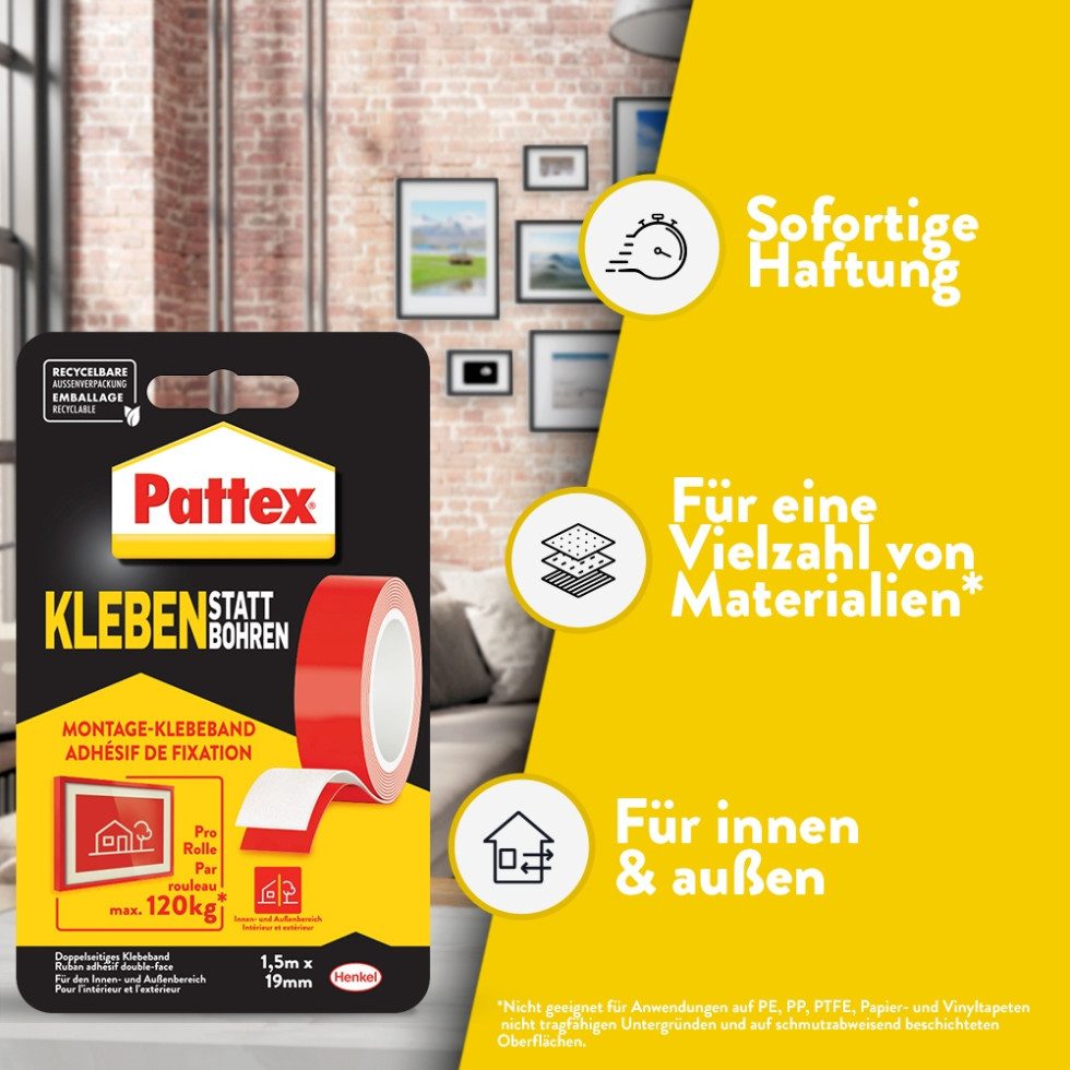 Thumbnail - Pattex Montageband Pattex Kleben statt Bohren Klebeband superstark