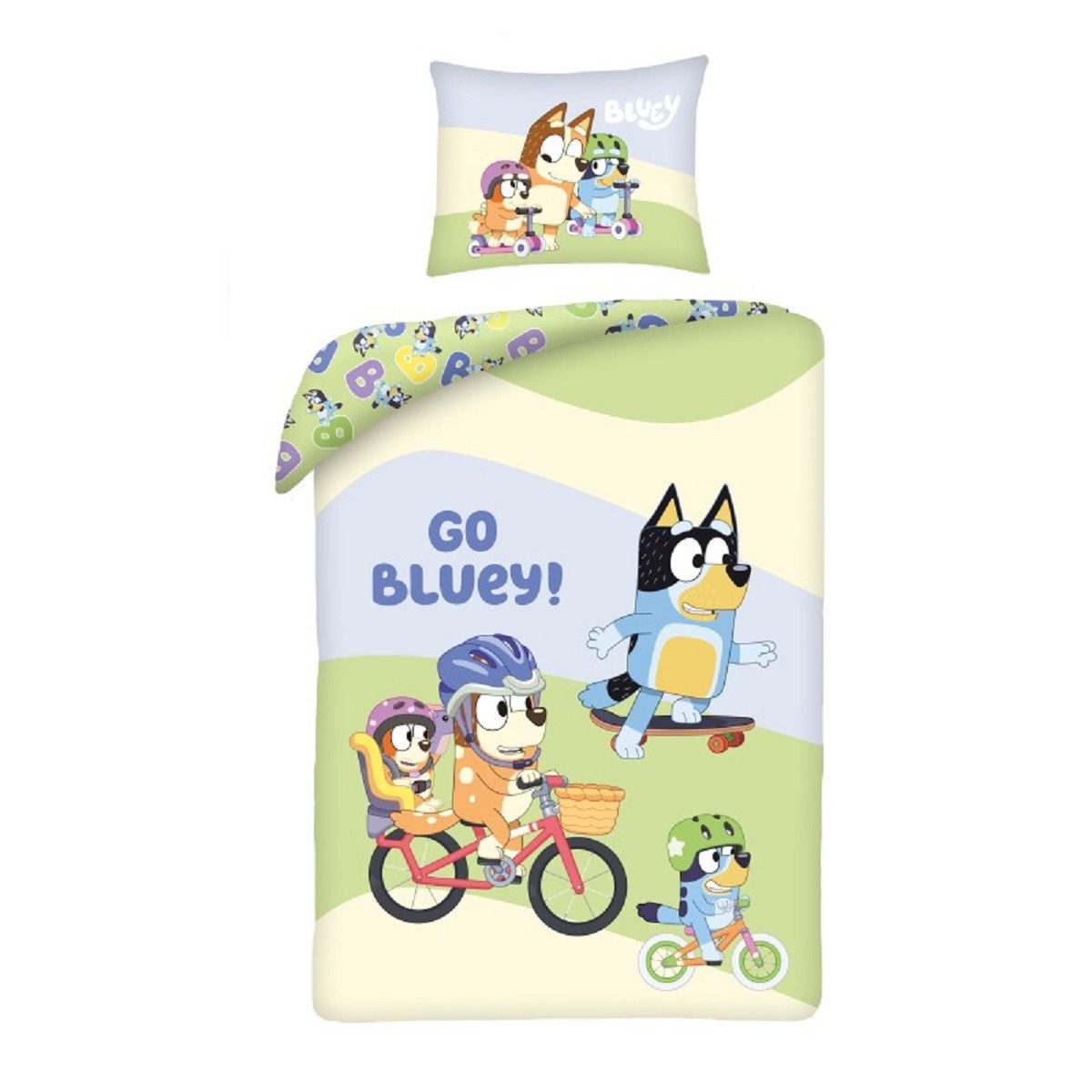 Bluey Bettwäsche Set aus Baumwolle Deckenbezug 140 × 200 cm mit 70 × 90 cm Kissenbezug, Baumwolle, 2 teilig