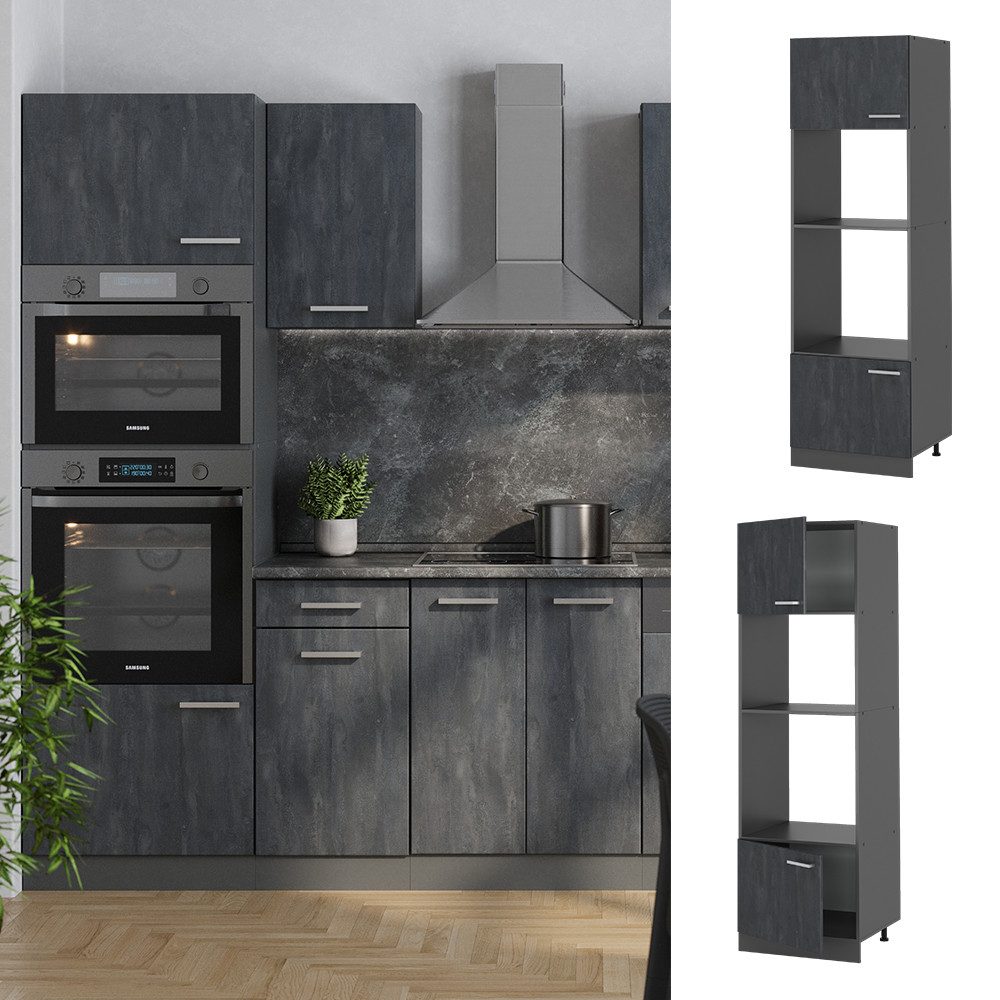 Vicco Mikrowellenumbauschrank R-Line, Schwarz Beton/Anthrazit, 60 günstig online kaufen