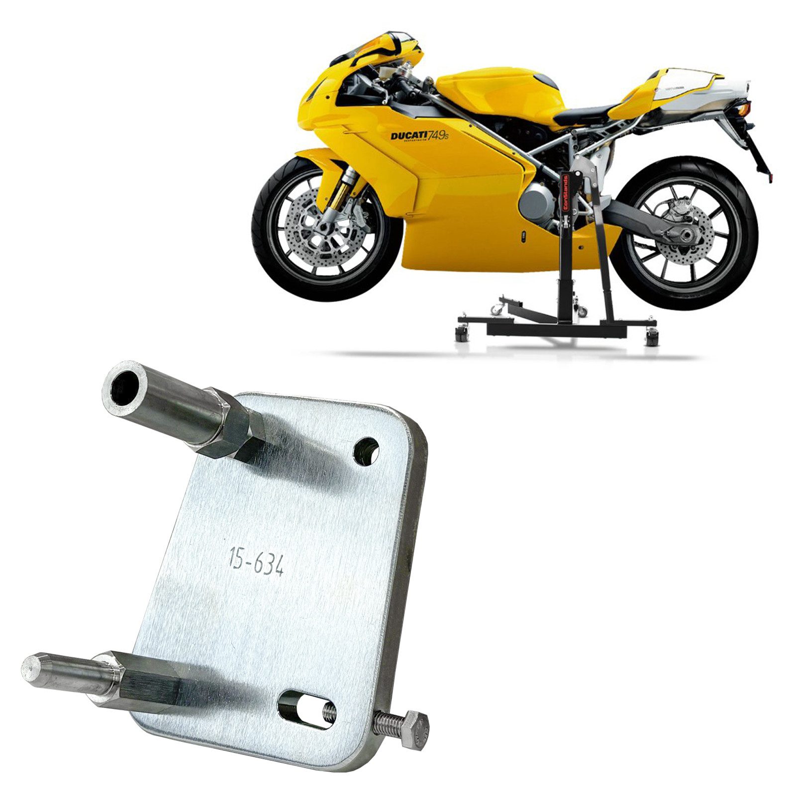 ConStands Motorradheber Adapterplatte für # Power Classic / Evo für Ducati 999/ 749 03-07