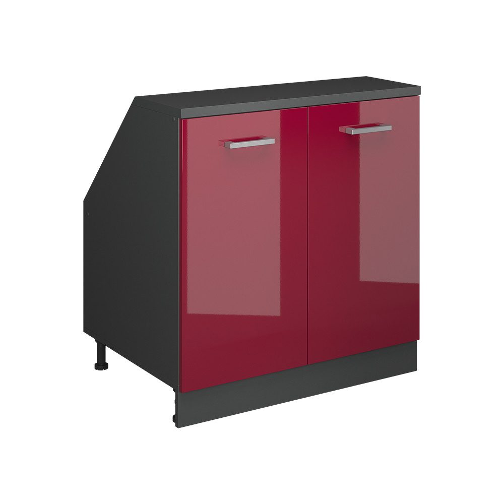 Vicco Kommode Rion, Rot Hochglanz/Anthrazit, 80 x 81.6 cm mit 2 Türen, Schrankko... (1 St)