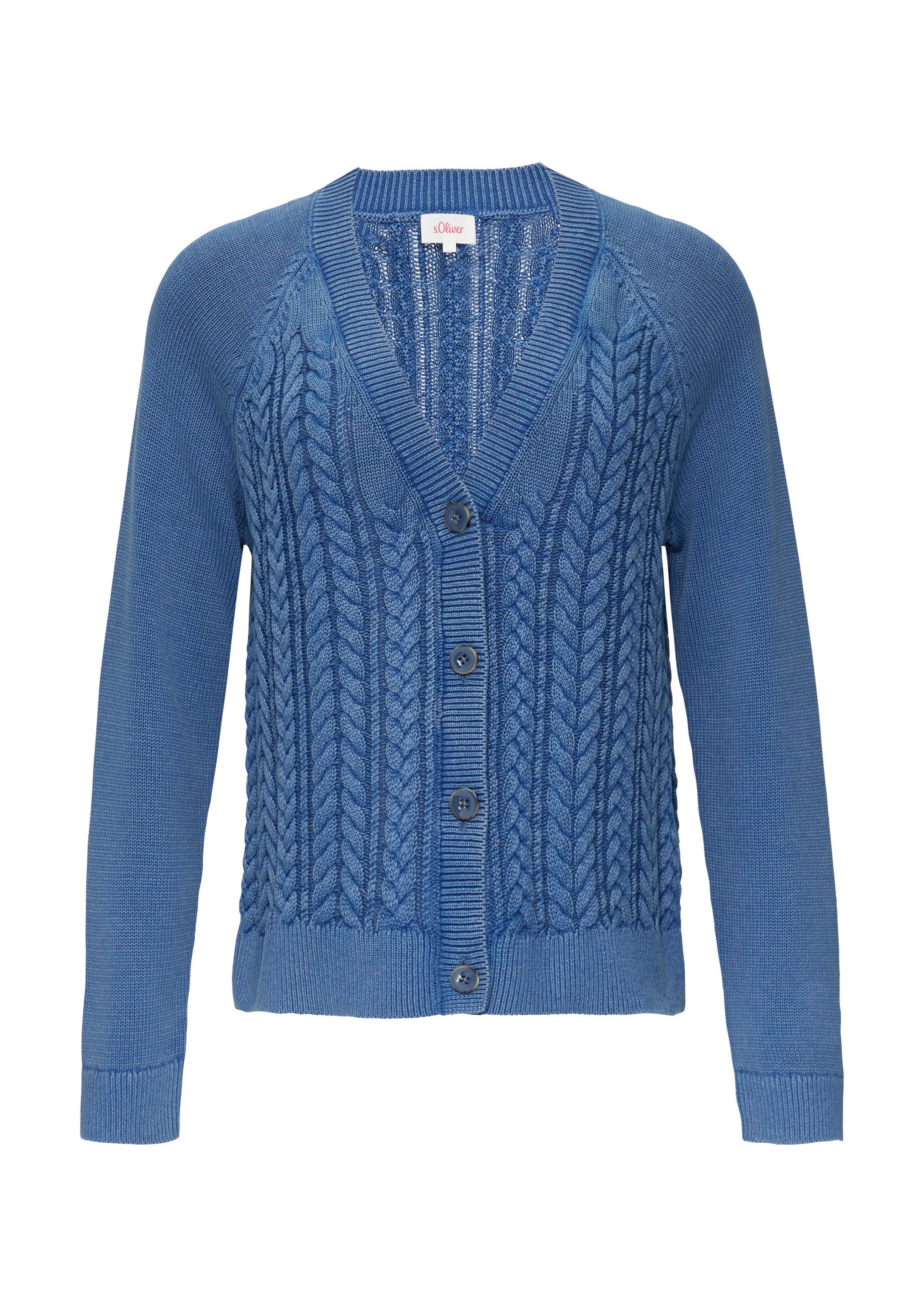 s.Oliver Cardigan Strickjacke Baumwollcardigan mit Zopfmuster günstig online kaufen