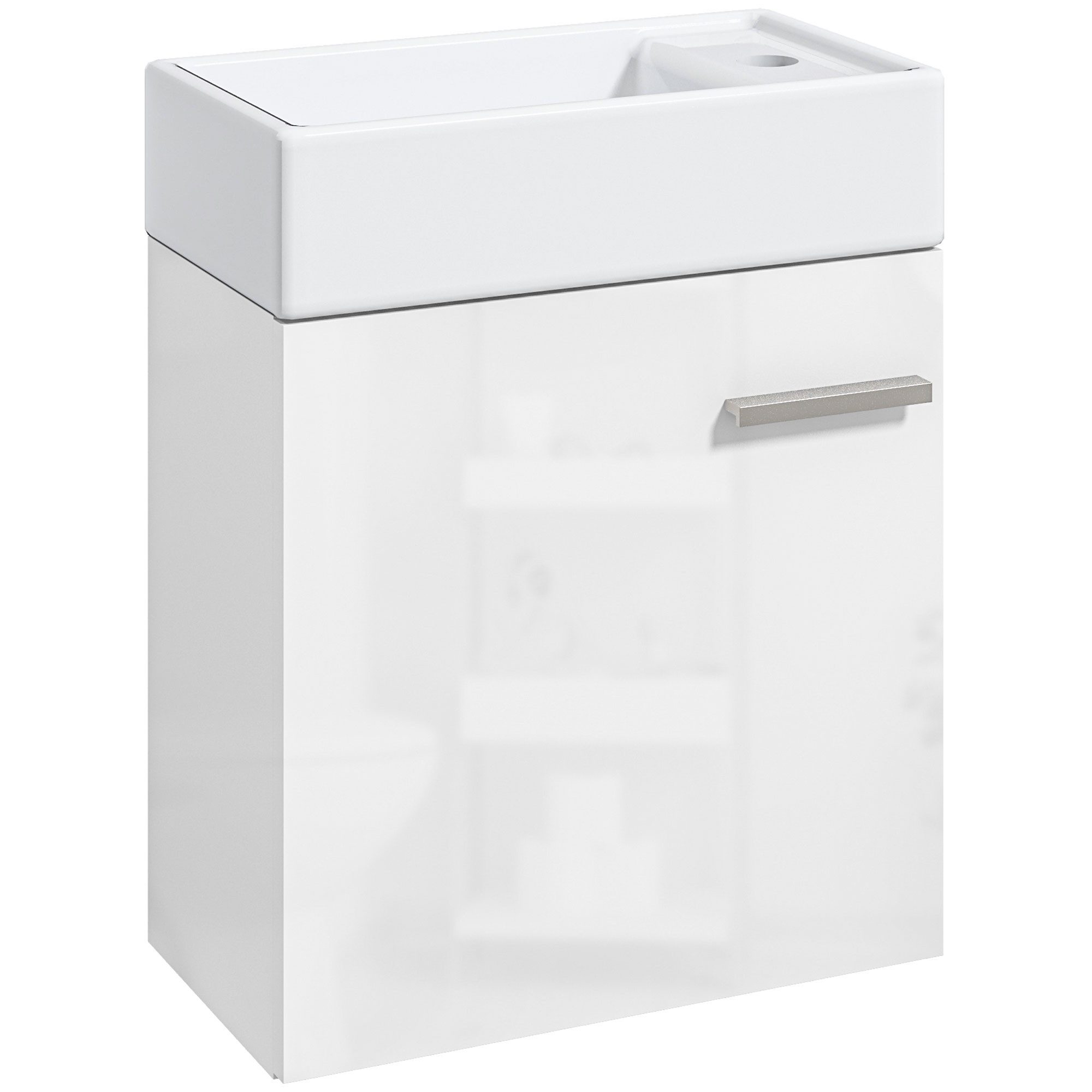 MC Star Waschbeckenunterschrank Badezimmerschrank Wandwaschbecken Softclose Tür 40x23x50 cm Weiß Glanz