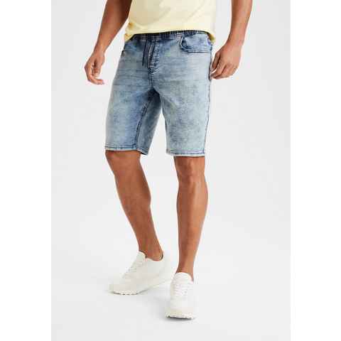 Buffalo Jeansshorts Knielange Shorts mit Bindeband aus elastischer Jeansqualität