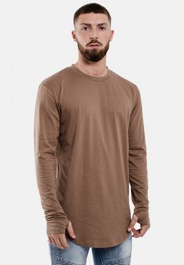 Blackskies T-Shirt Round Langarm Longshirt T-Shirt Braun Medium