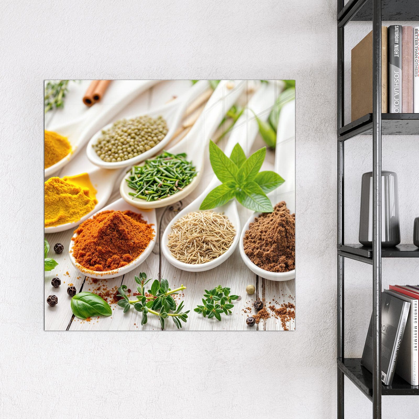 Primedeco Magnettafel Glas Gewürzvielfalt Pinnwand Whiteboard beschreibbar, (Inklusive Stift, Magnete und Montagematerial, 1-tlg., 9 verschiedene Größen), Magnetisch und Beschreibbar