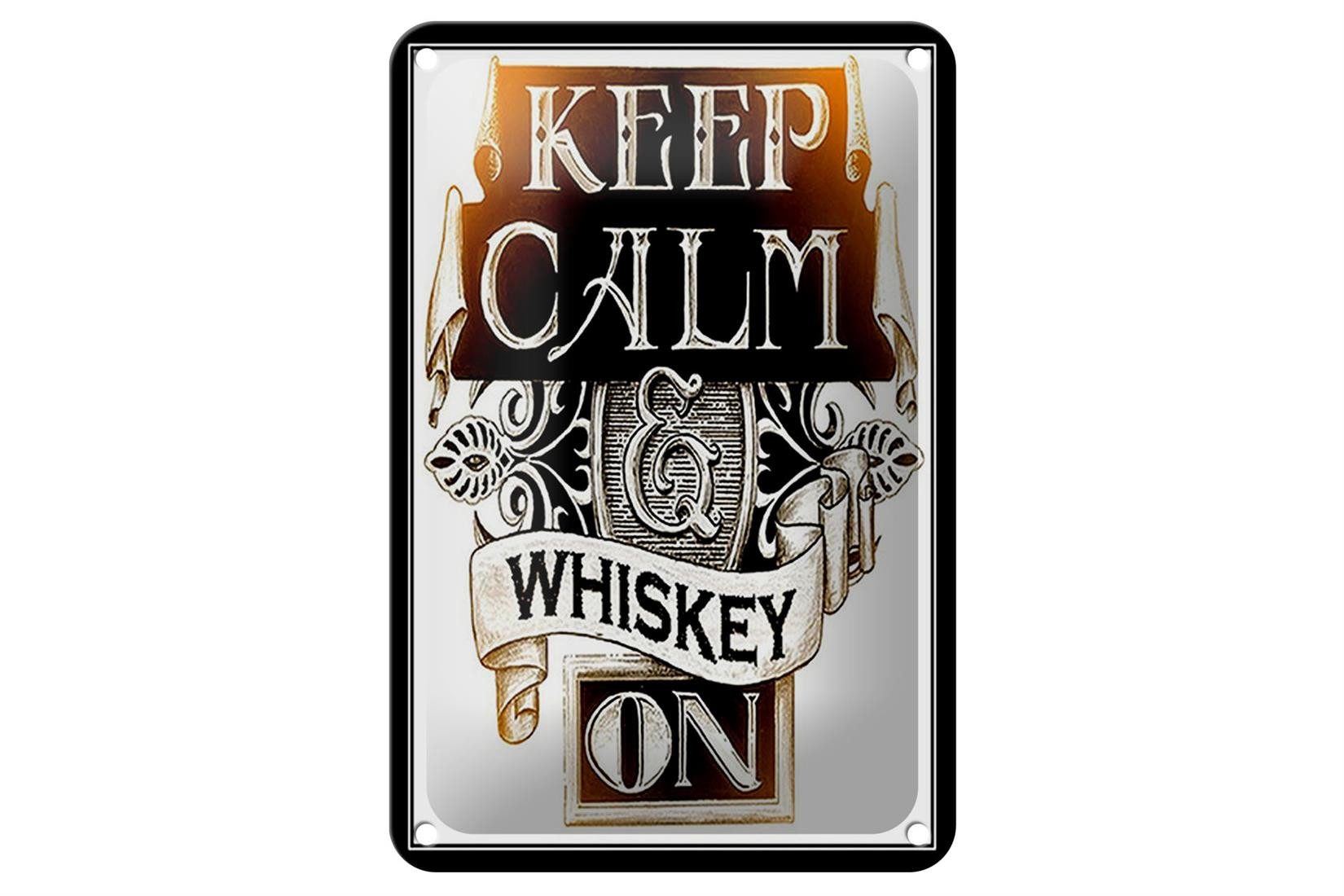 Metallschild Spruch 12x18cm Keep Calm Whiskey on