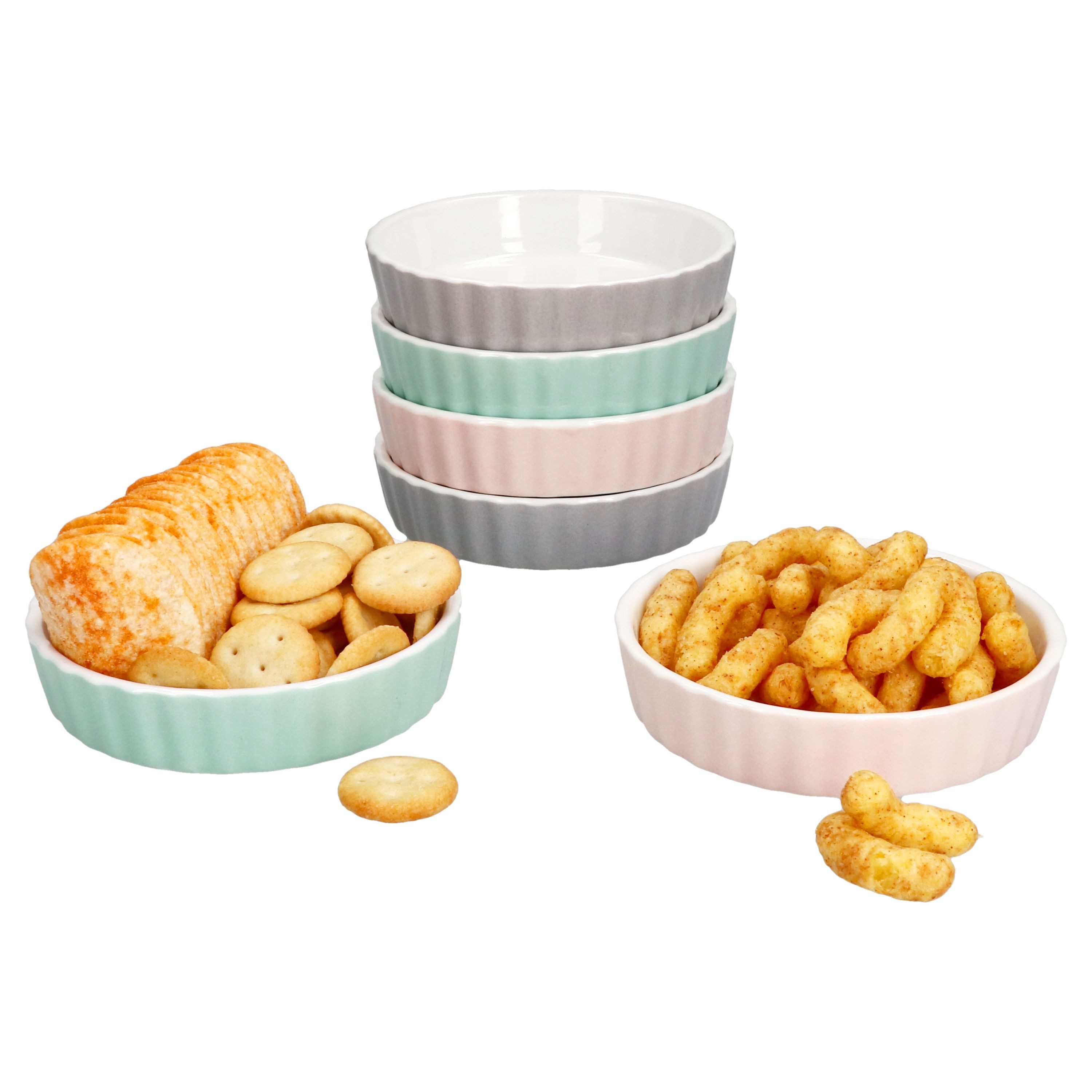 MamboCat Auflaufform 6er Set Crème Brûlée-Förmchen Emilia rosa mint grau Schälchen, Porzellan – Bild 2 von 5