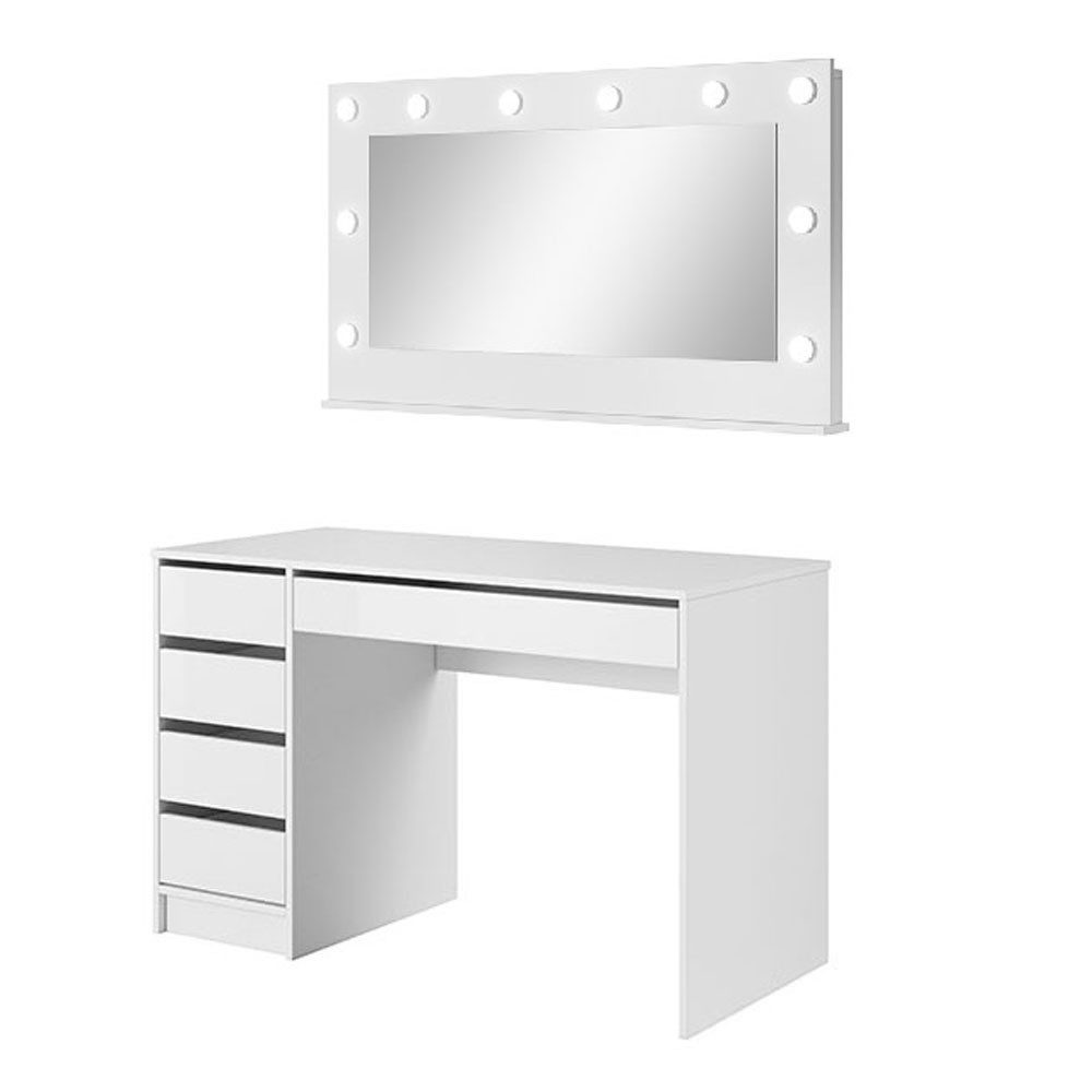 Feldmann-Wohnen Schminktisch Ada (mit Schubladen, 2-St., moderne Optik, mit Schubladen), 120x55cm weiß hochglanz grifflos