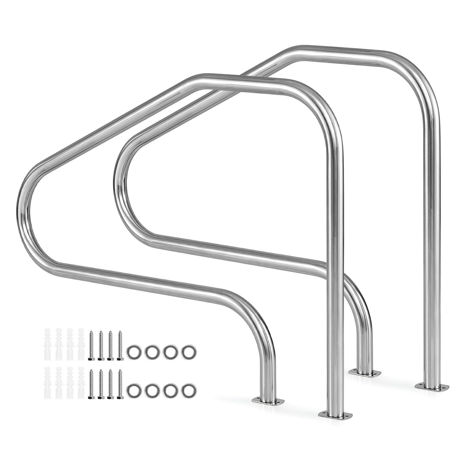 COSTWAY Pool-Sicherheitsleiter aus Edelstahl (2-St), Pool-Handlauf bis 180 kg