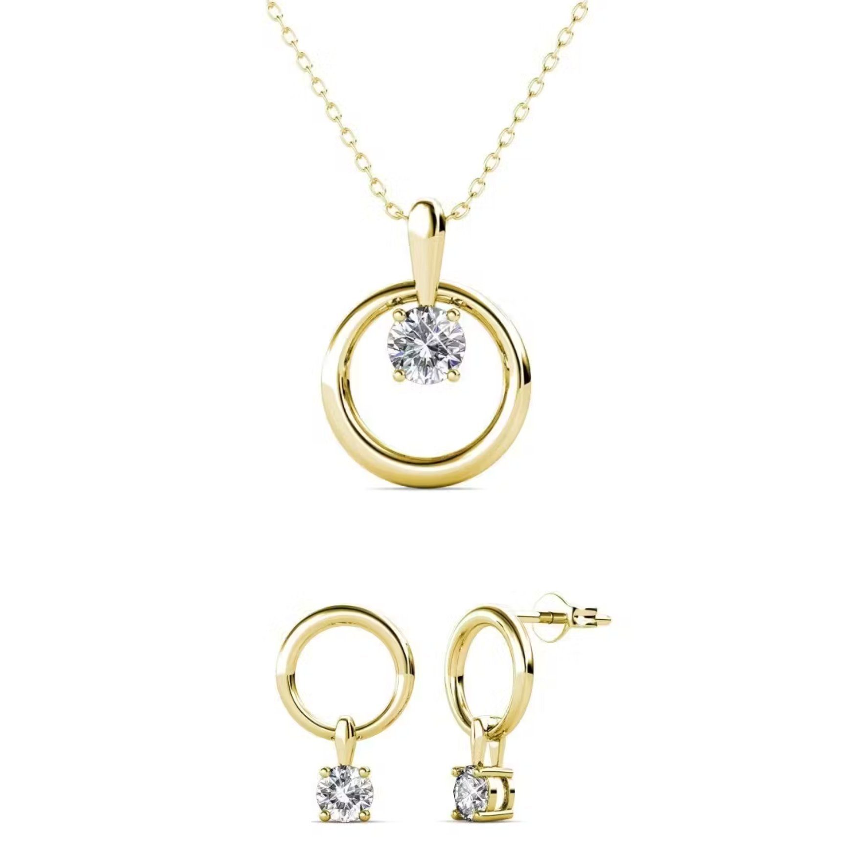 Schmuckset Octavia Goldschmuck : Halskettchen & Ohrringe mit Kristall
