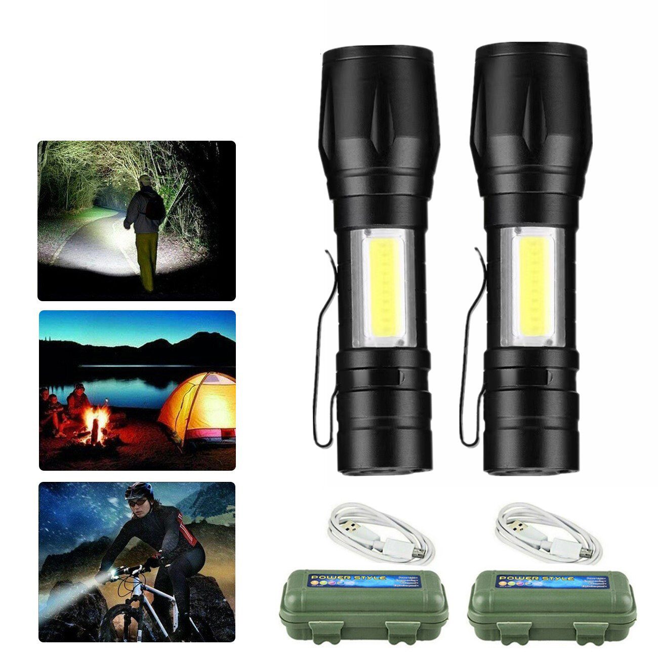FANNOU LED Taschenlampe USB wiederaufladbare kleine LED-Taschenlampen (2-St), Camping-Taschenlampe