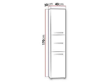 MIRJAN24 Hochschrank S43 2-türig und Schublade, Badezimmerschrank, Seitenschran