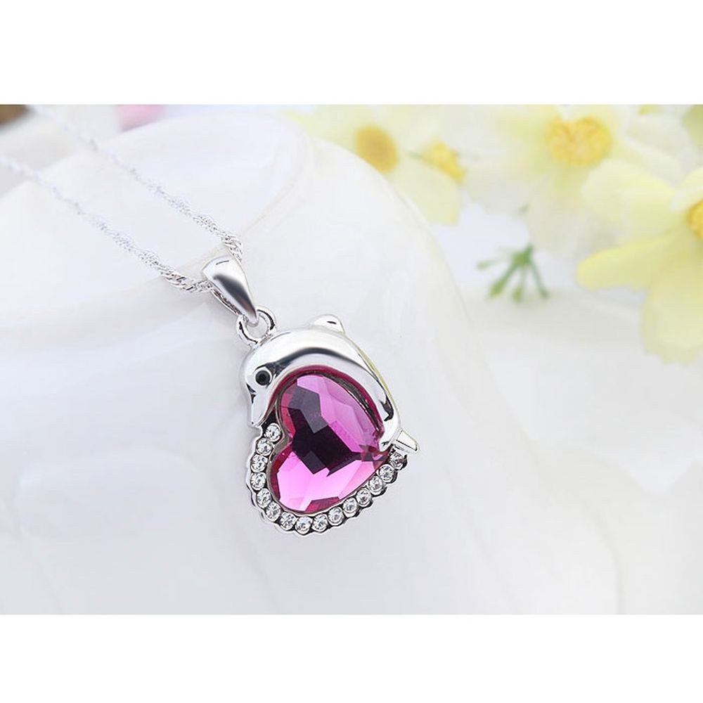BUNGSA Ketten-Set Kette Dolphin Love Silber aus Messing Damen (1-tlg), Halskette Necklace