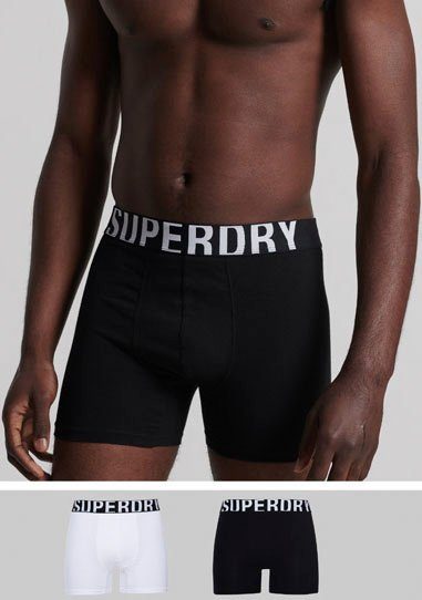 Superdry Boxer BOXER DUAL LOGO DOUBLE PACK (Packung, 2-St., 2er-Pack) schwarz, weiß
