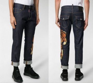 Dsquared2 5-Pocket-Jeans DSQUARED2 JEANS TIGER-EMBROIDERY RUN DAN SOLD OUT S71LB0746 HOSE TROUS