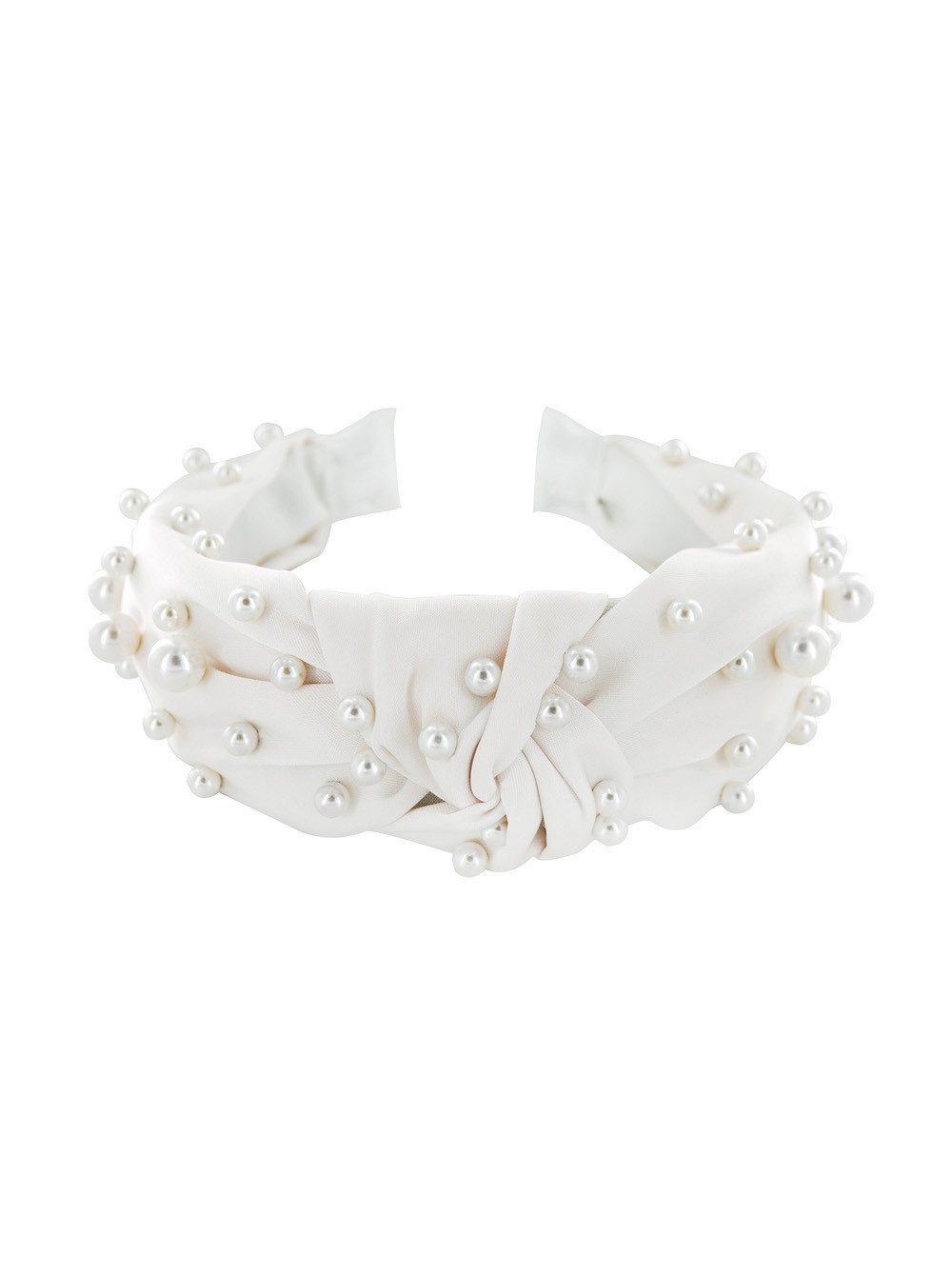 axy Haarreif Breiter Haarreif mit Perlen und Knoten - Satin bezogen, Vintage Damen Haareifen Haarband