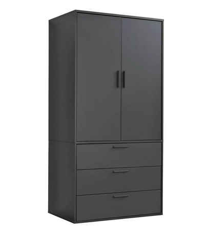 mokebo Kleiderschrank Der Grenzenlose (2-Türig & 3 Schubladen) Garderobenschrank, Schlafzimmerschrank oder Schrank klein in Schwarz