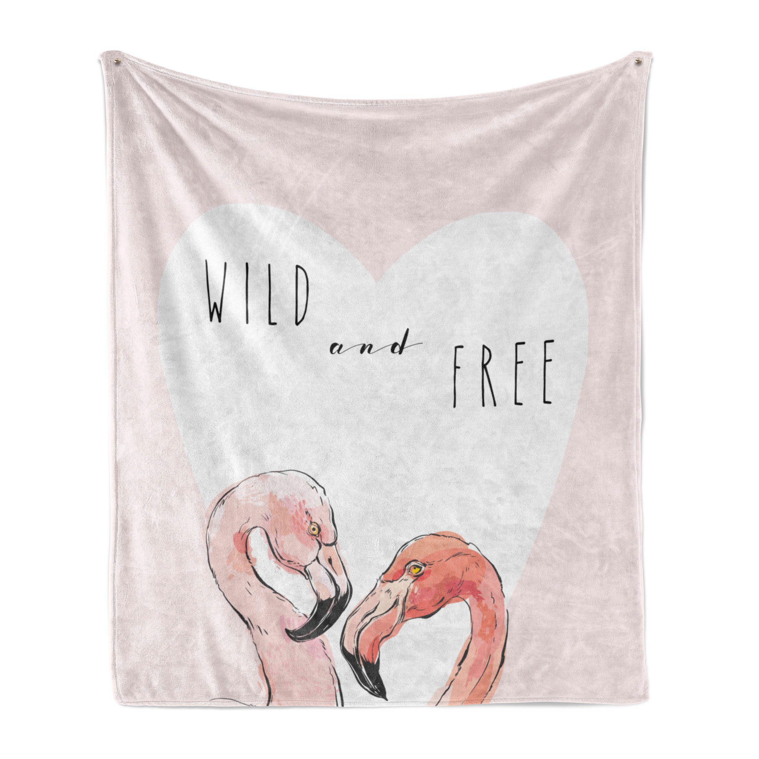 und und für frei den Herz Pink Wild Wohndecke Plüsch Innen- Flamingo Gemütlicher Abakuhaus, Außenbereich,