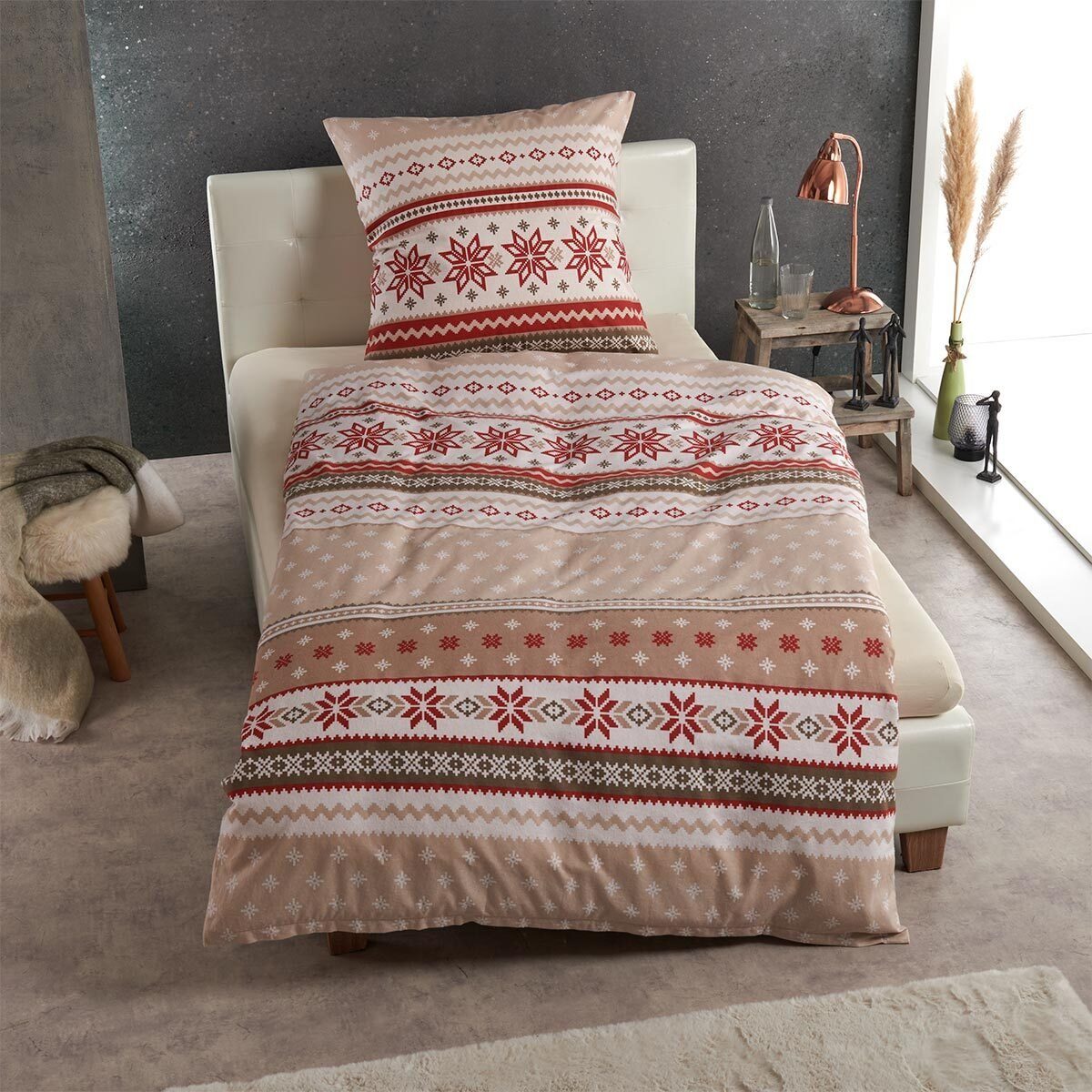 TRAUMSCHLAF Bettwäsche Schneeflocken, Biber, 3 teilig, hochwertige Biber Qu günstig online kaufen