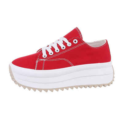 Ital-Design Damen Low-Top Freizeit Sneaker (85960113) Flach Sneakers Low in Rot