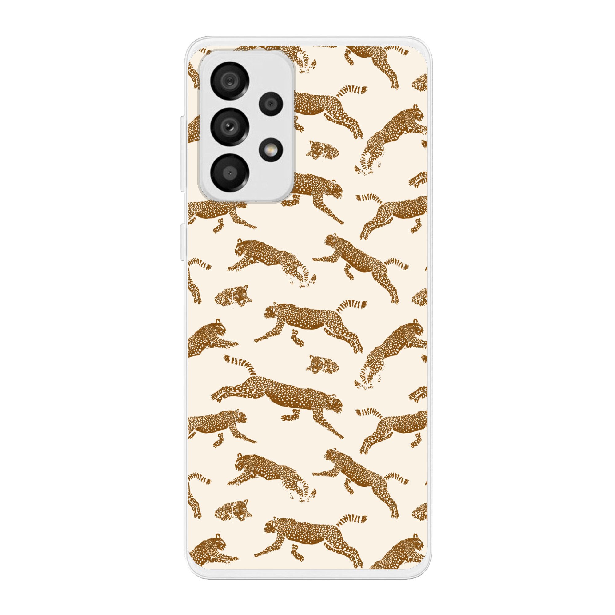MuchoWow Handyhülle für Samsung Galaxy A33 Panther - Tiere - Beige - Braun - Muster, Smartphone-Bumper, Print, Handy Schutzhülle Dünn