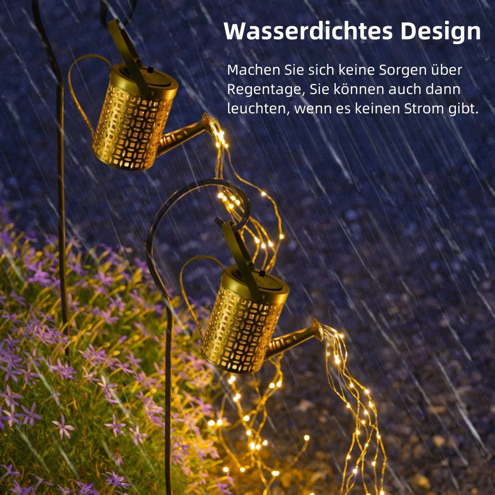 Rhein Beleuchtung LED Außen-Stehlampe LED Solar Sprinkler Lichterketten Gartenlampe, SolarLEDCampingLichter, Wasserdichte Außenbeleuchtung