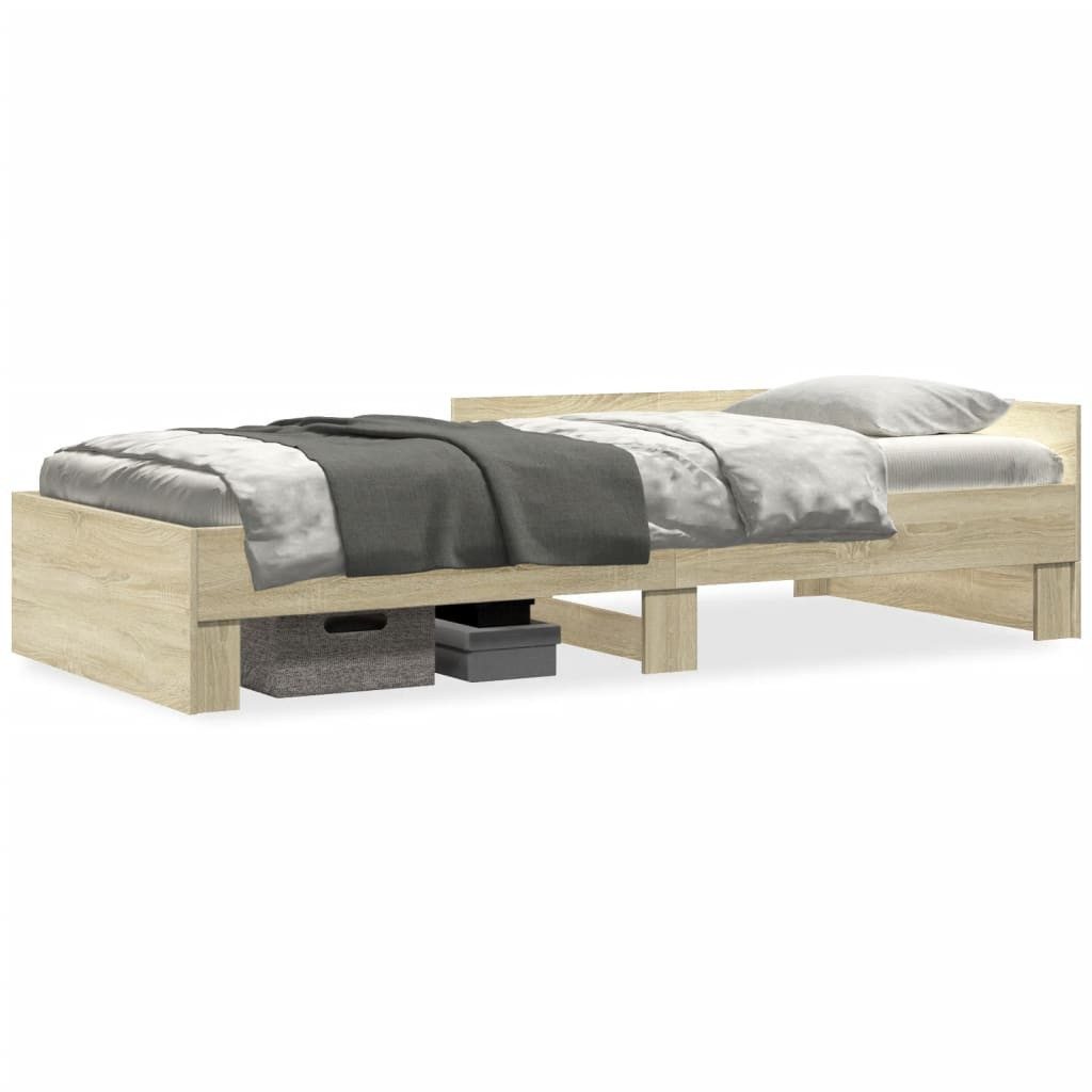 vidaXL Bett Bettgestell ohne Matratze Sonoma-Eiche 100x200 cm Holzwerkstoff günstig online kaufen