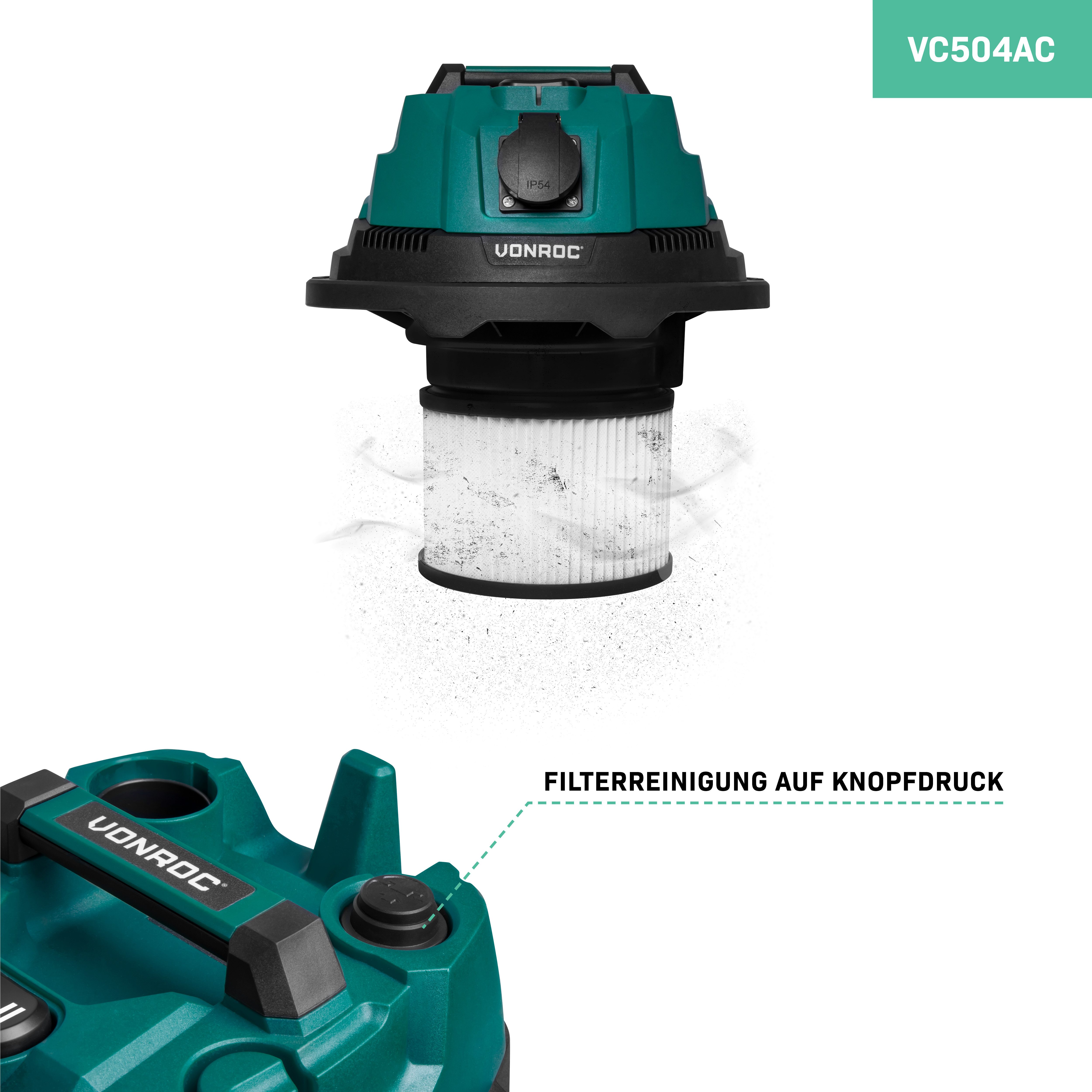 VONROC Nass-Trocken-Sauger Allzweckstaubsauger – für Nass- und Trockenstaubsaugung –, 1400 W, beutellos, - 20L Edelstahltank - 3m Schlauch - 6m Stromkabel