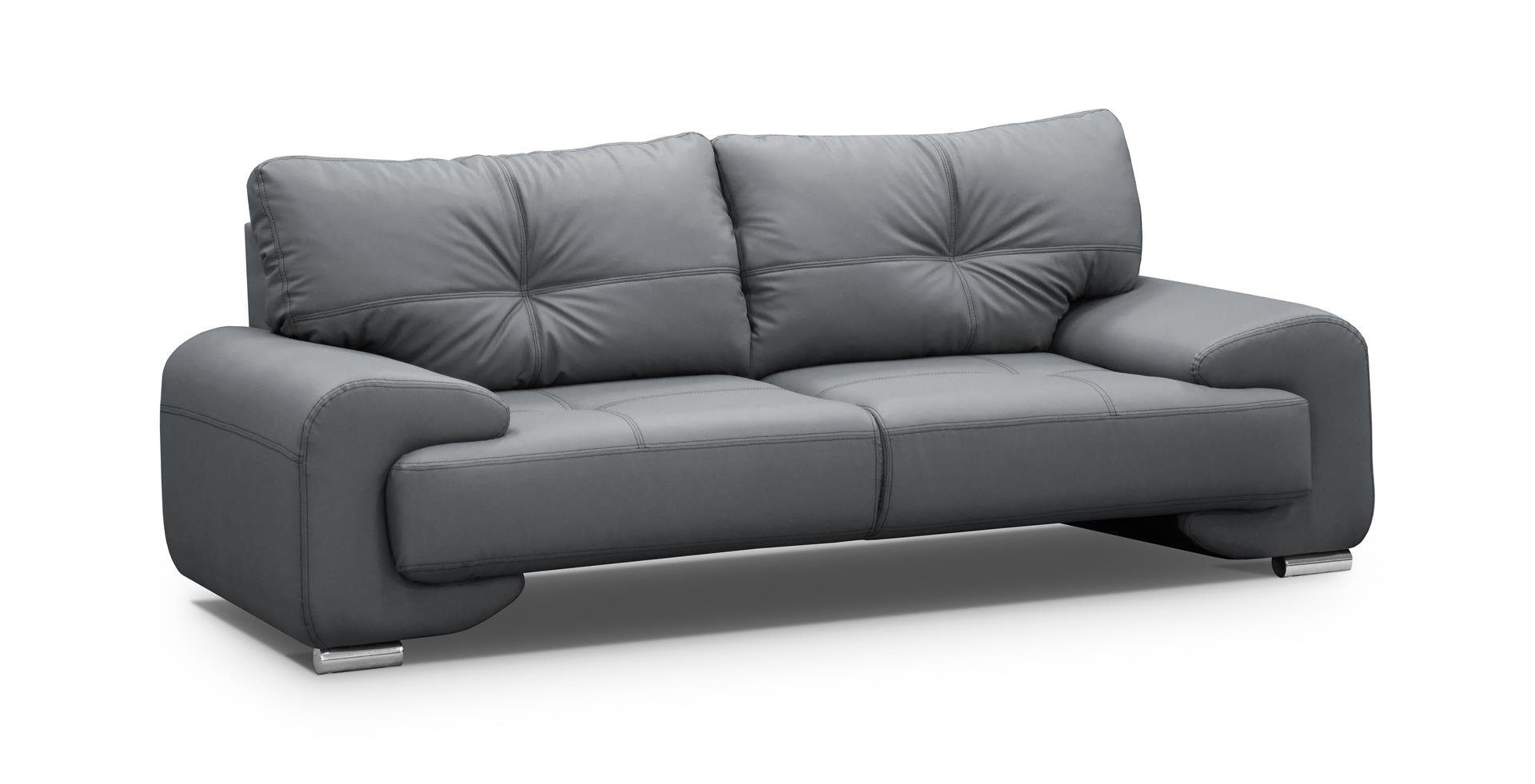 Beautysofa Sofa Dreisitzer Sofa Couch OMEGA Neu Grau (dolaro 04)