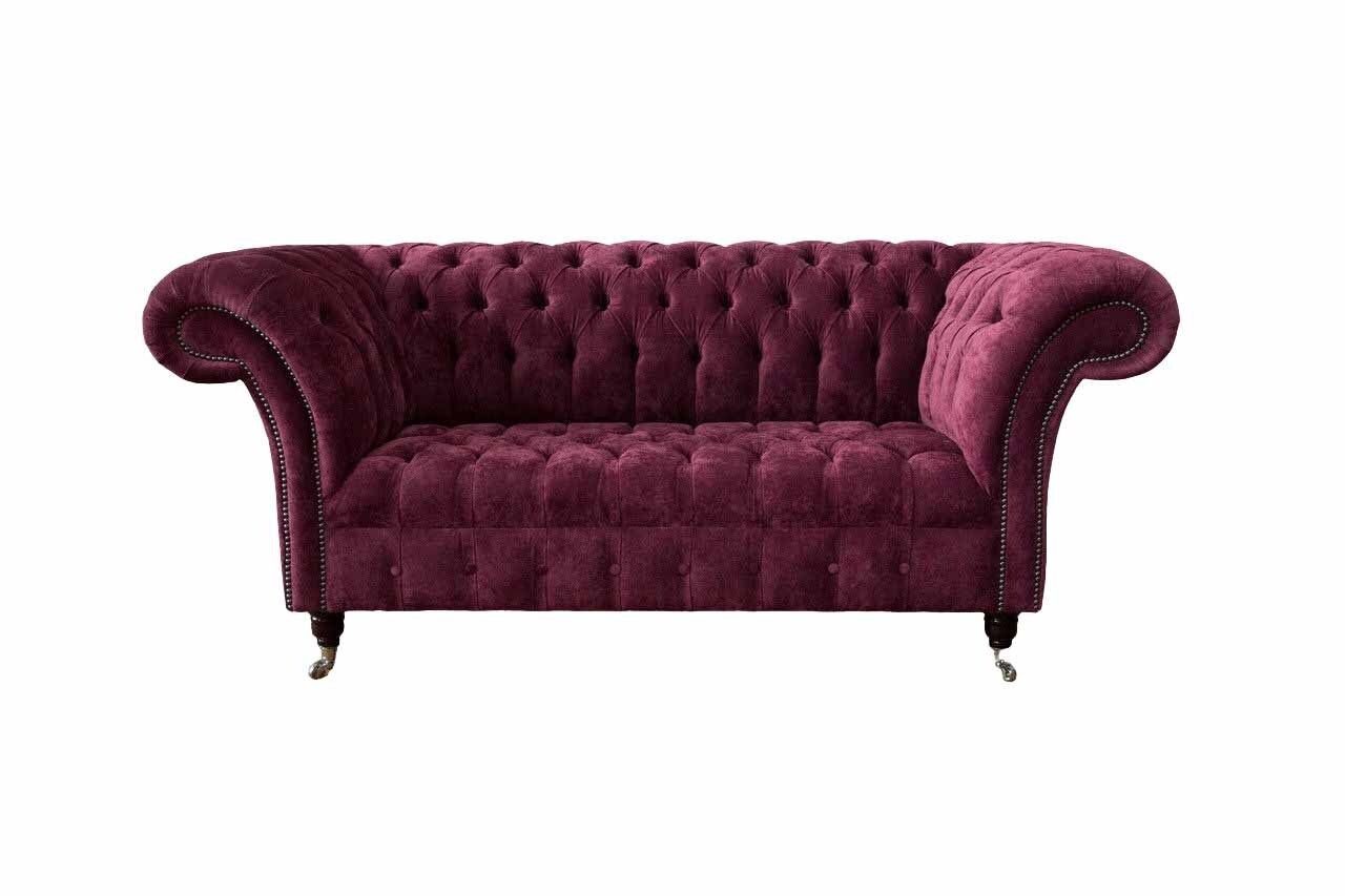 JVmoebel Sofa Sofa Luxus Textil Chesterfield Couch Sofas Polster 2 Sitzer Rosa, Made In Europe